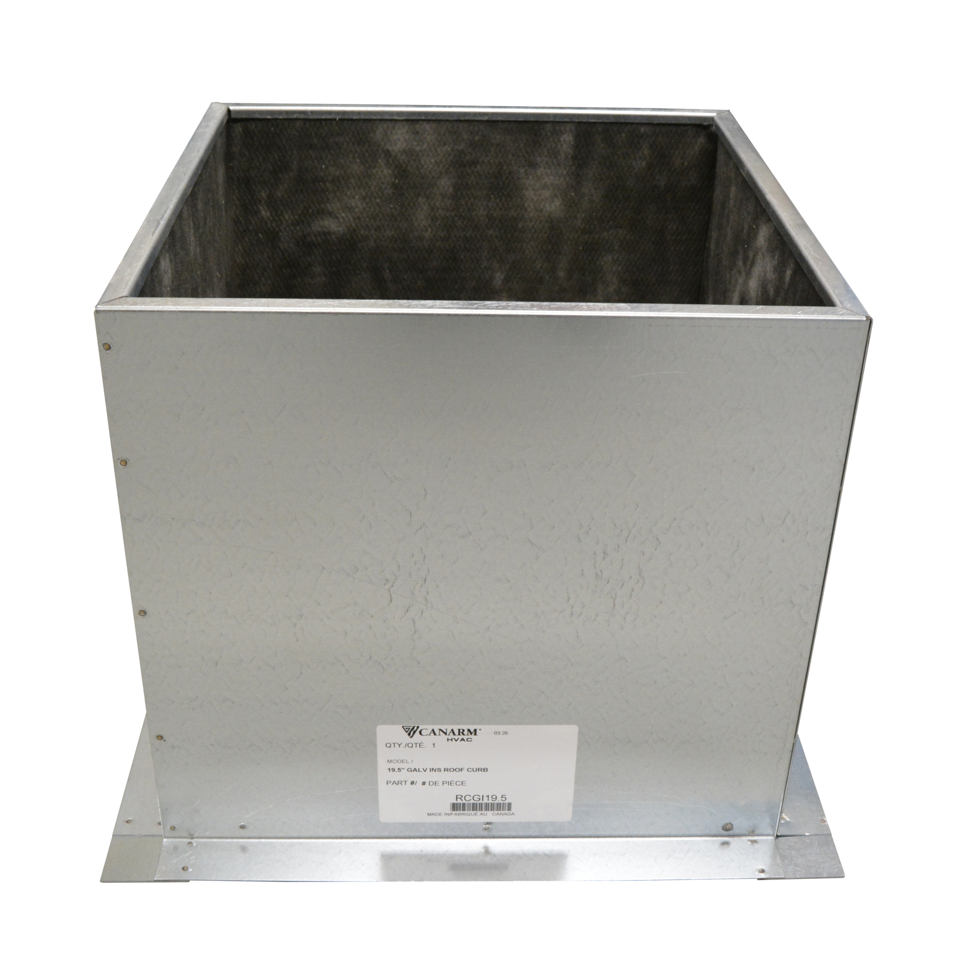 Canarm Galvanized Insulated Roof Curb — 17.5in., Model# RCGI17.5