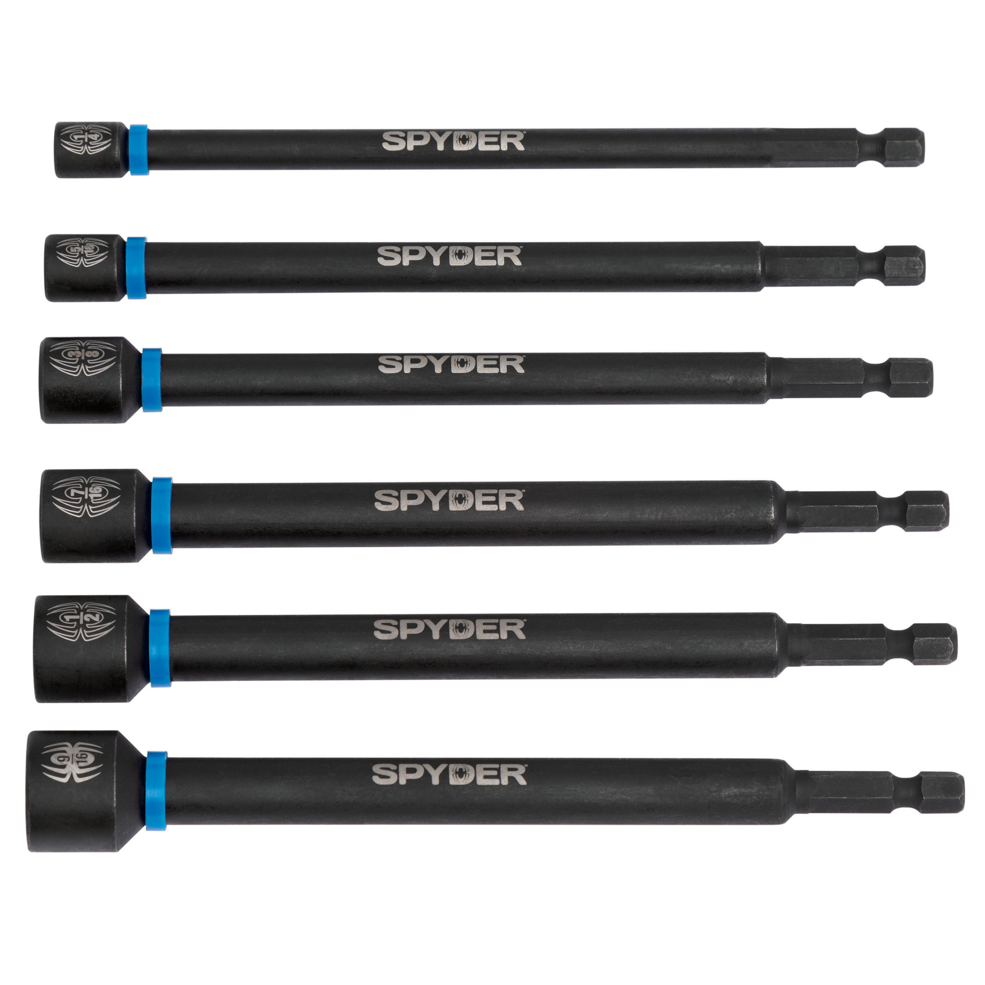 SPYDER 6-Piece 6-Inch Magnetic Spline Drive SAE Nutsetter Set (1/4, 5/16, 3/8, 7/16, 1/2, 9/16-Inch), 19656