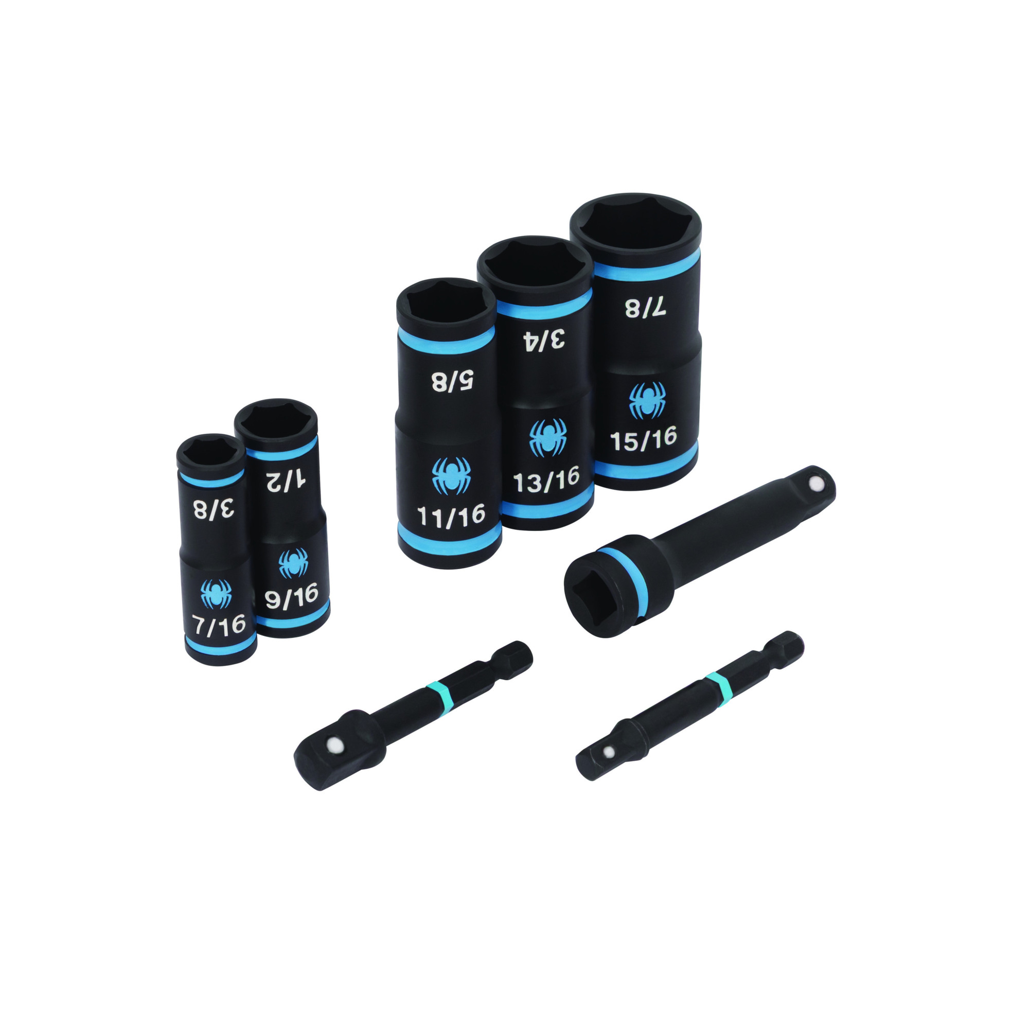 AXAGE セット Spyder 8-Piece SAE Flip Socket Set — 1/4in. & 3/8in. Drive, 3in