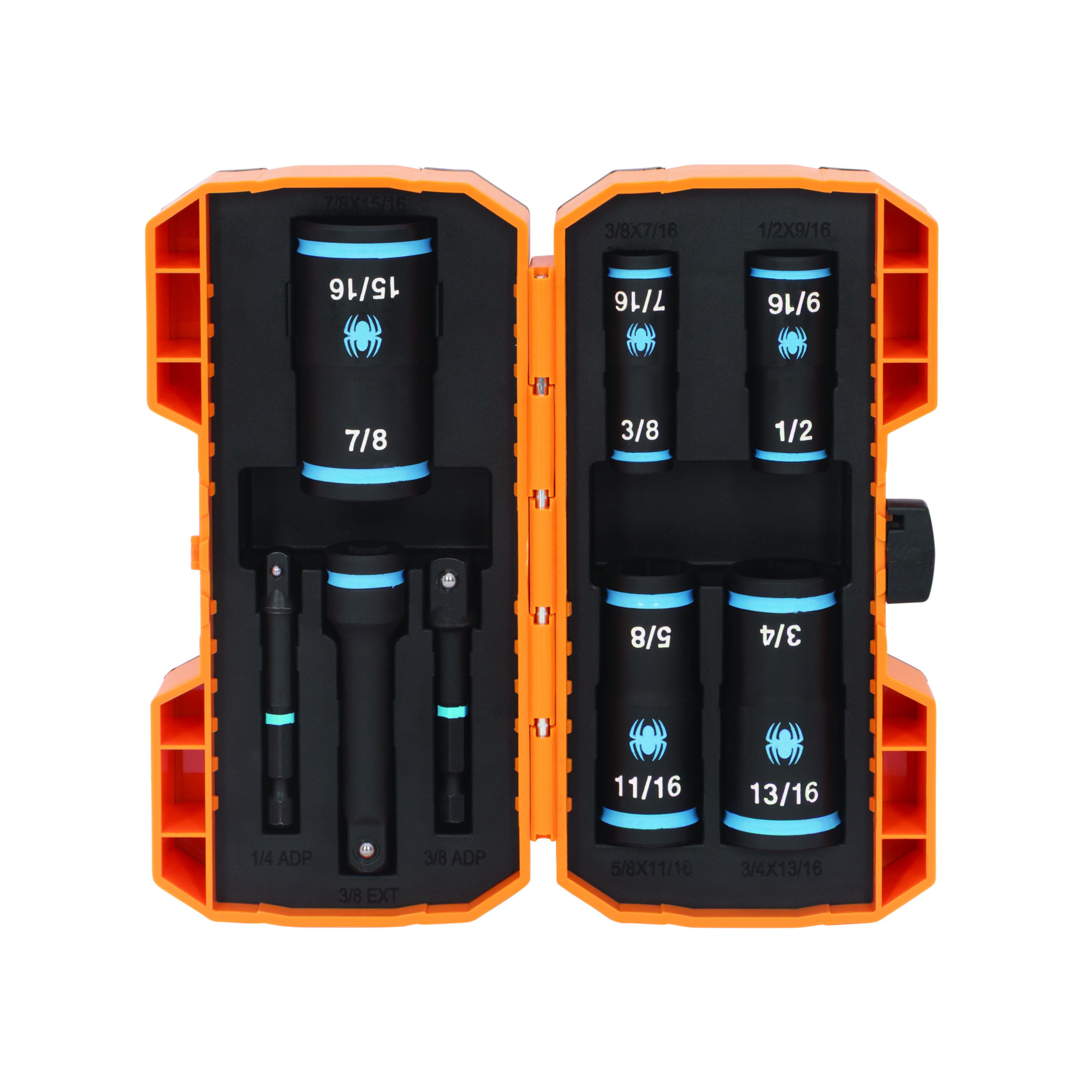 Spyder 8-Piece SAE Flip Socket Set — 1/4in. & 3/8in. Drive, 3in