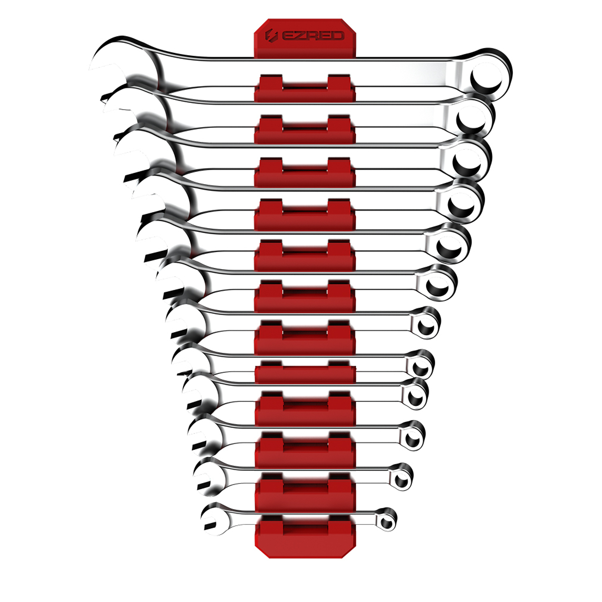 EZRED 12-Slot Wrench Holder magnetically grips & bends to fit