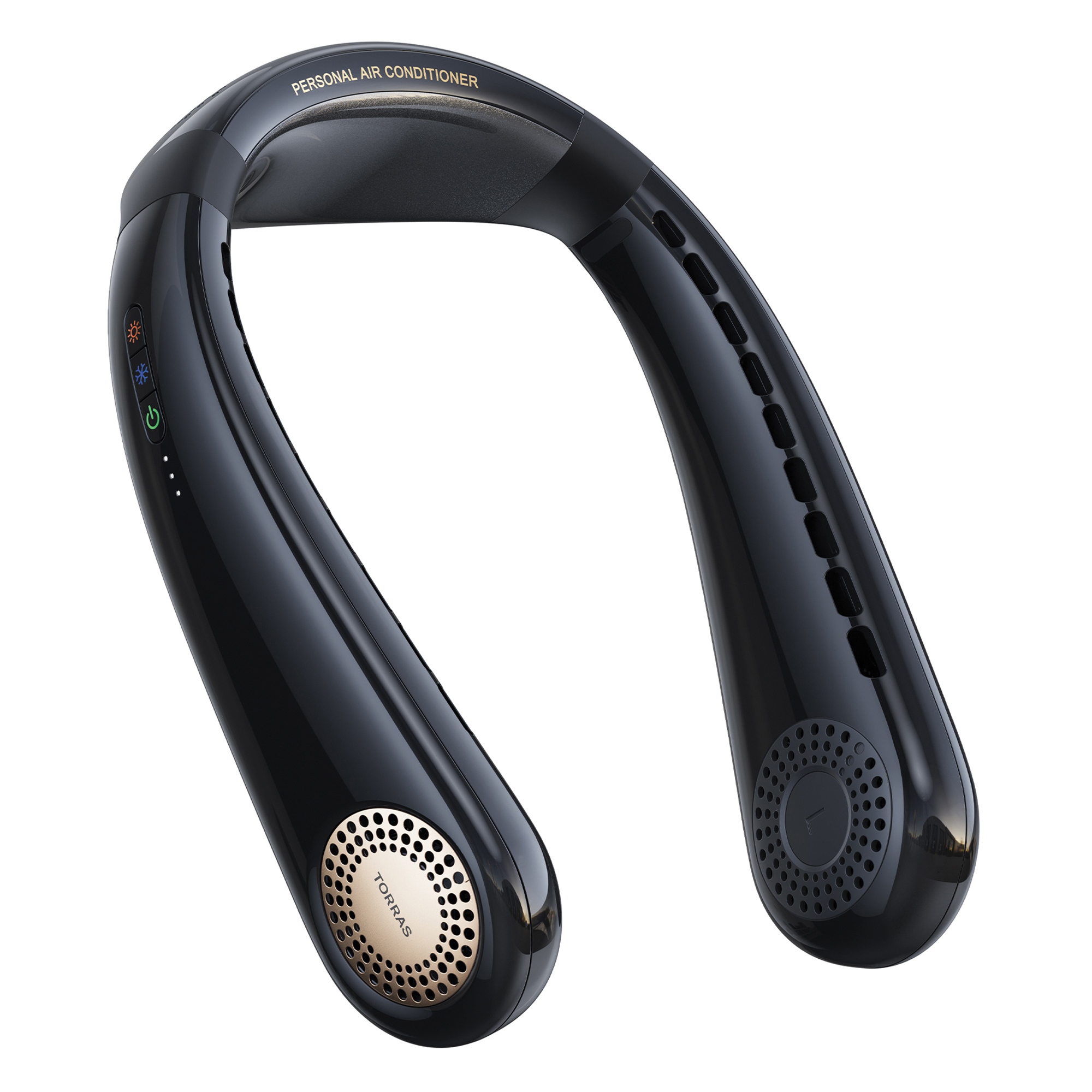 Torras Coolify Air Personal Portable Rechargeable Bladeless Neck Fan — Golden Black, Model# TORS00FX1292