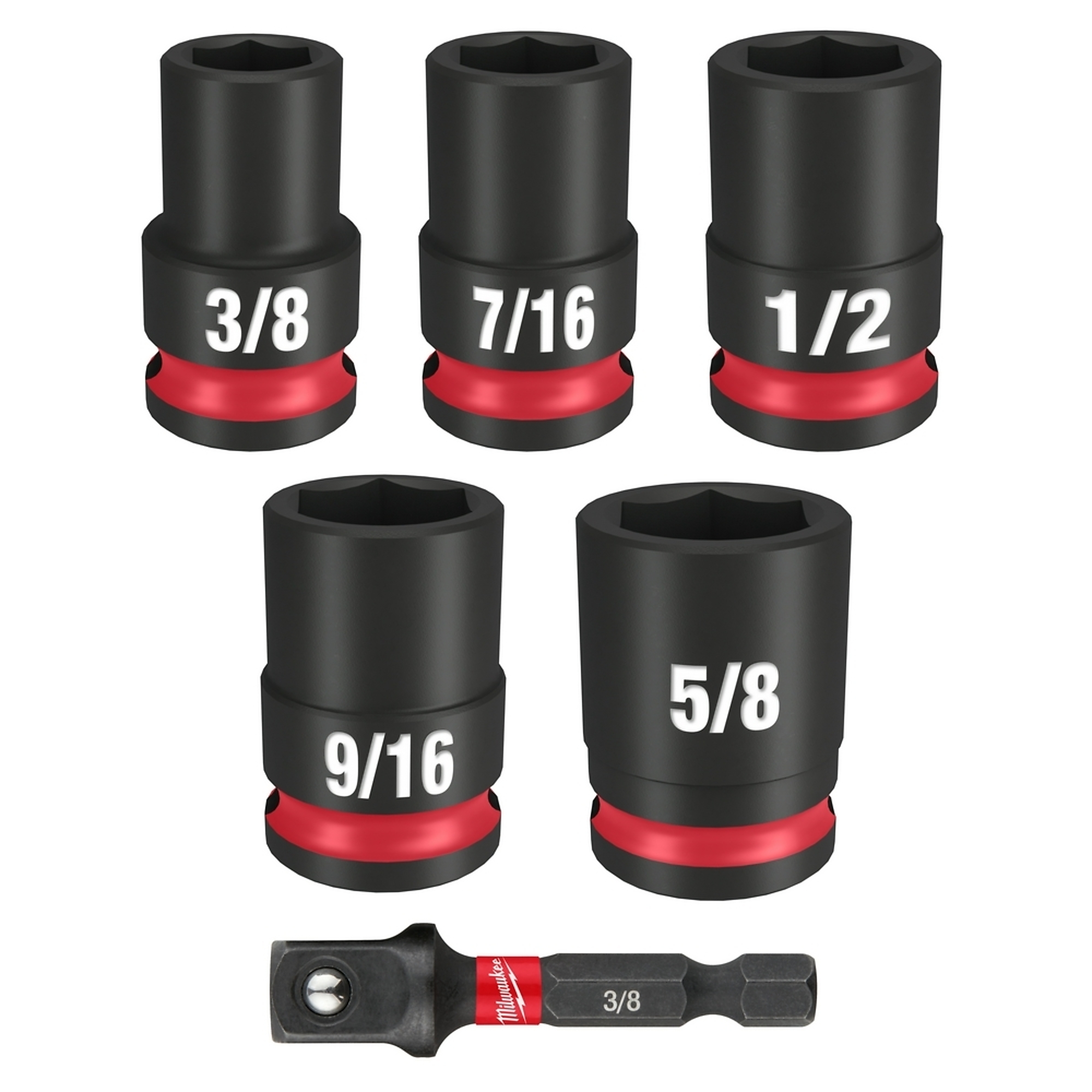 Milwaukee, 6PC SHOCKWAVE™ Impact Duty 3/8" Drive SAE Standard Socket Set, Model# 48-22-7035