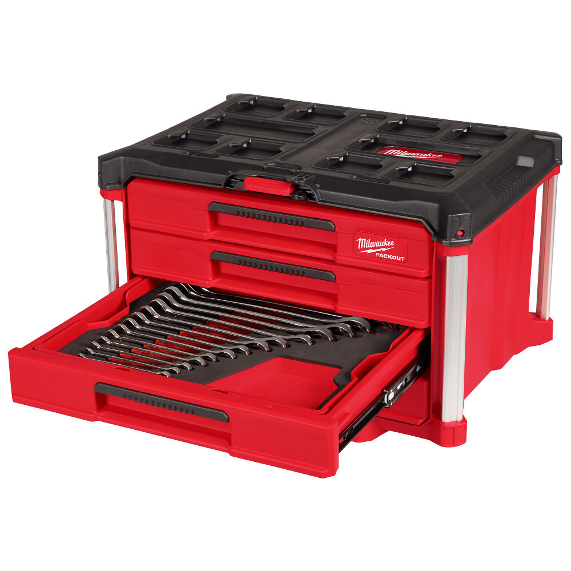 Milwaukee, 60pc MM & SAE Combo Wrench Set w/PACKOUT™ Tool Box, Model# 48-22-9492)