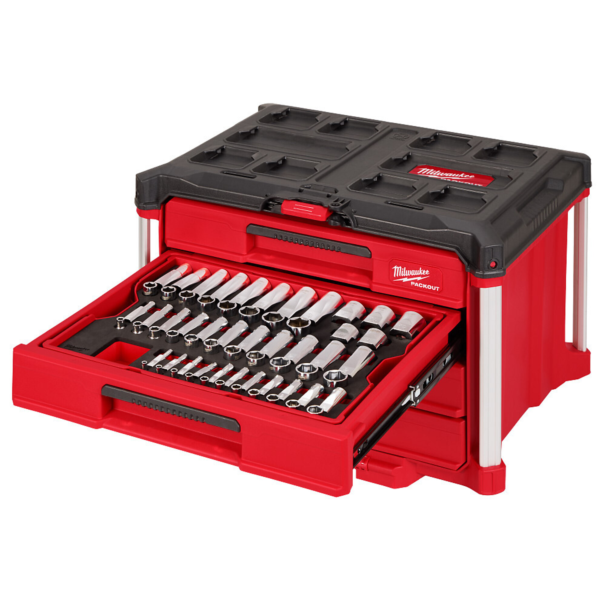 Milwaukee 242-Pc. Metric & SAE Socket Set with PACKOUT Toolbox, Model# 48-22-9491