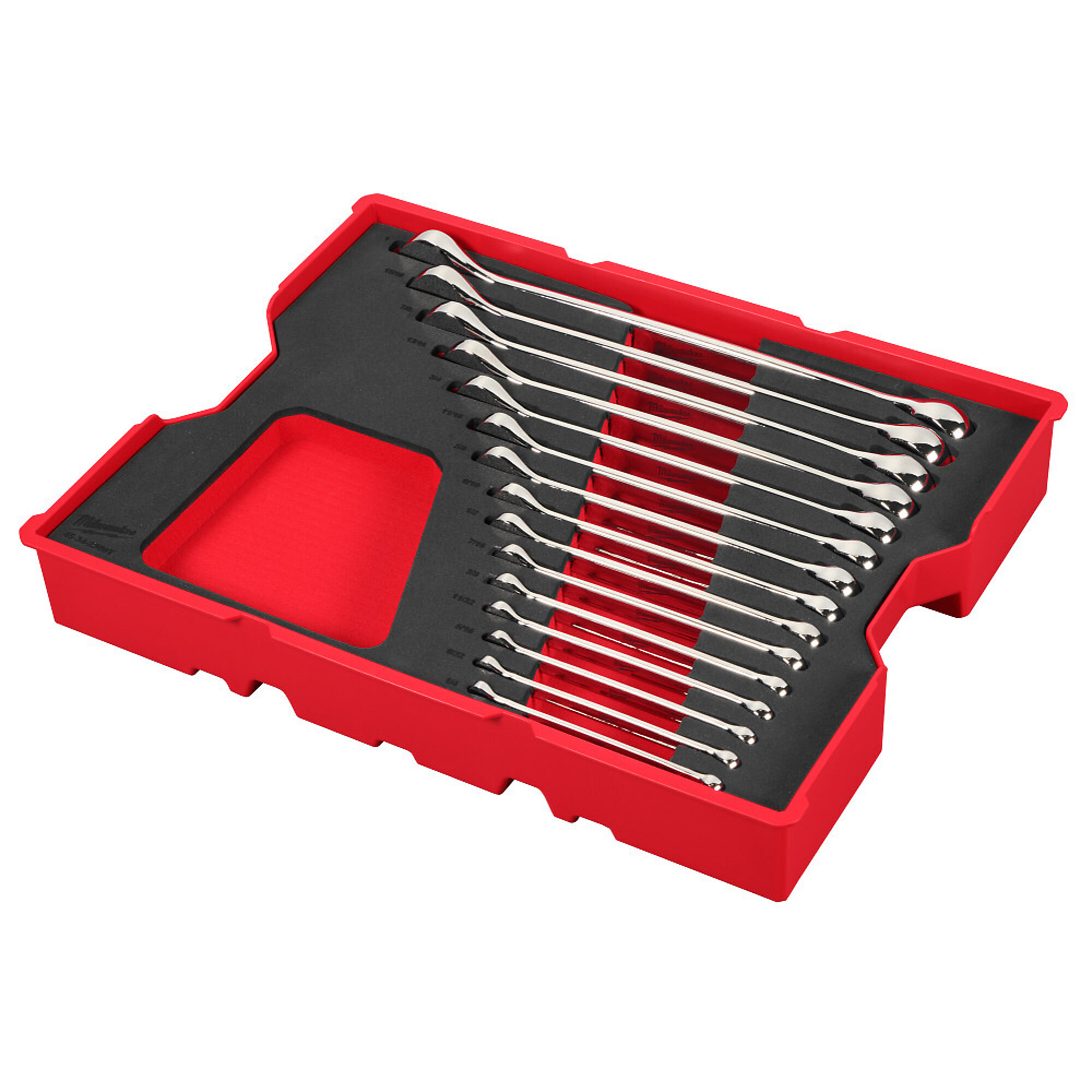 Milwaukee, 15pc. SAE Combination Wrench Set with Tray, Model# 48-22-0155)