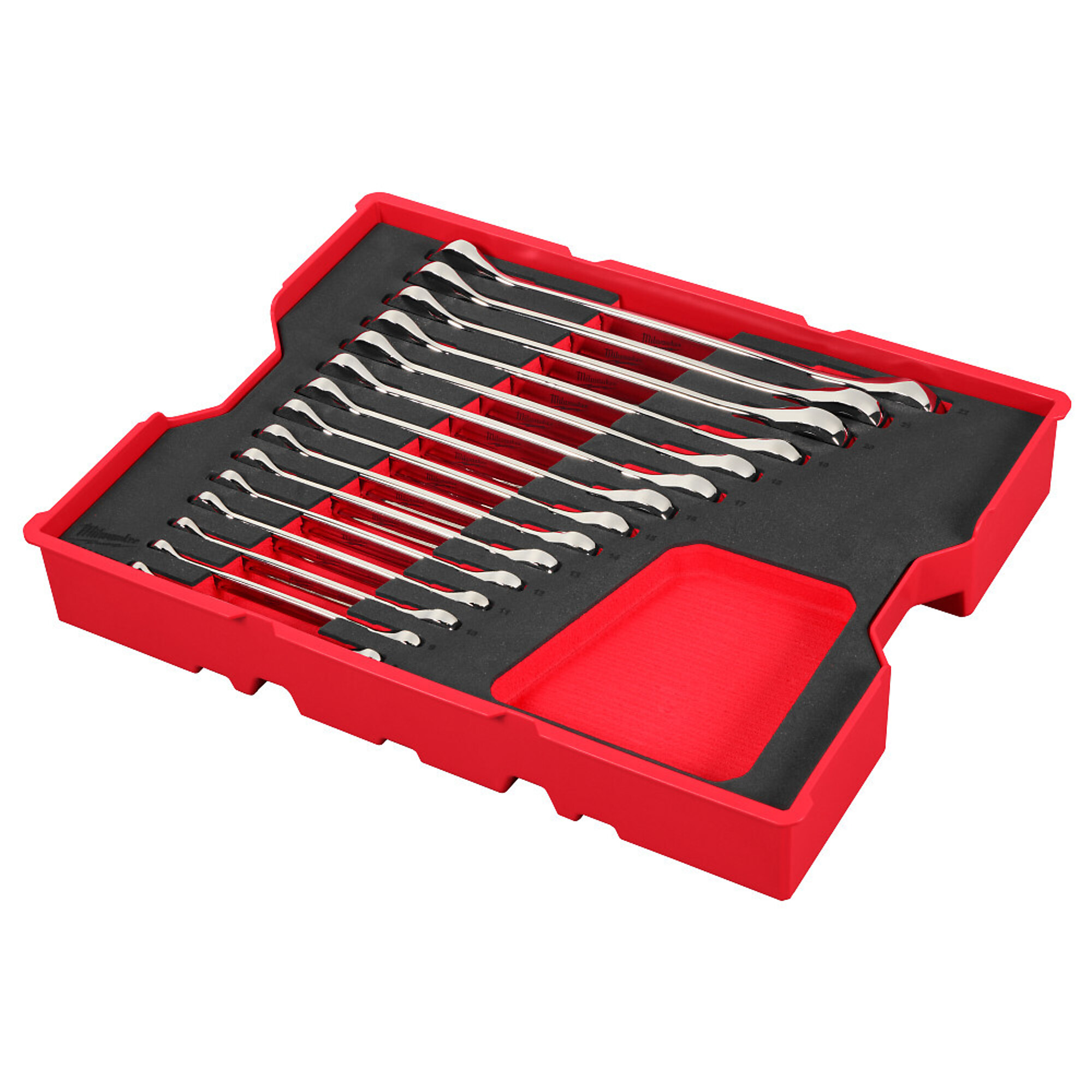 Milwaukee, 15pc. MM Ratcheting Combination Wrench Set w/ Tray, Model# 48-22-0156)