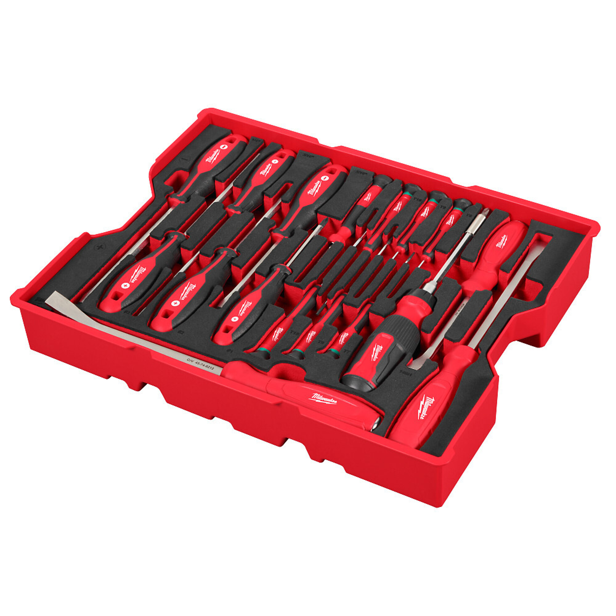 Milwaukee, 17pc. Screwdriver & Pry Bar Set with Tray, Model# 48-22-0158)