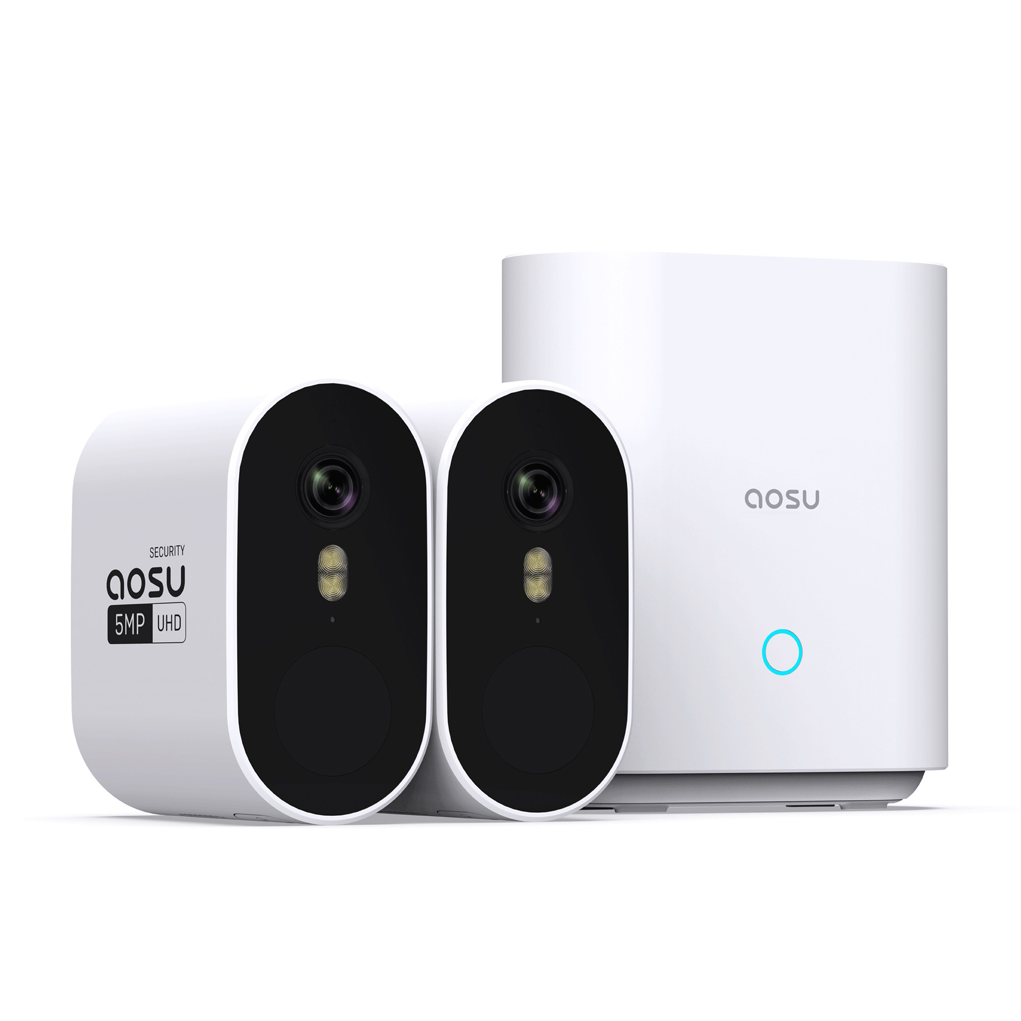 Aosu 3K 5.0 MP Outdoor Wireless Camera System — 2 Cameras, 4-Channel HomeBase Recorder, 32 GB Storage, Model# C6S2AH11
