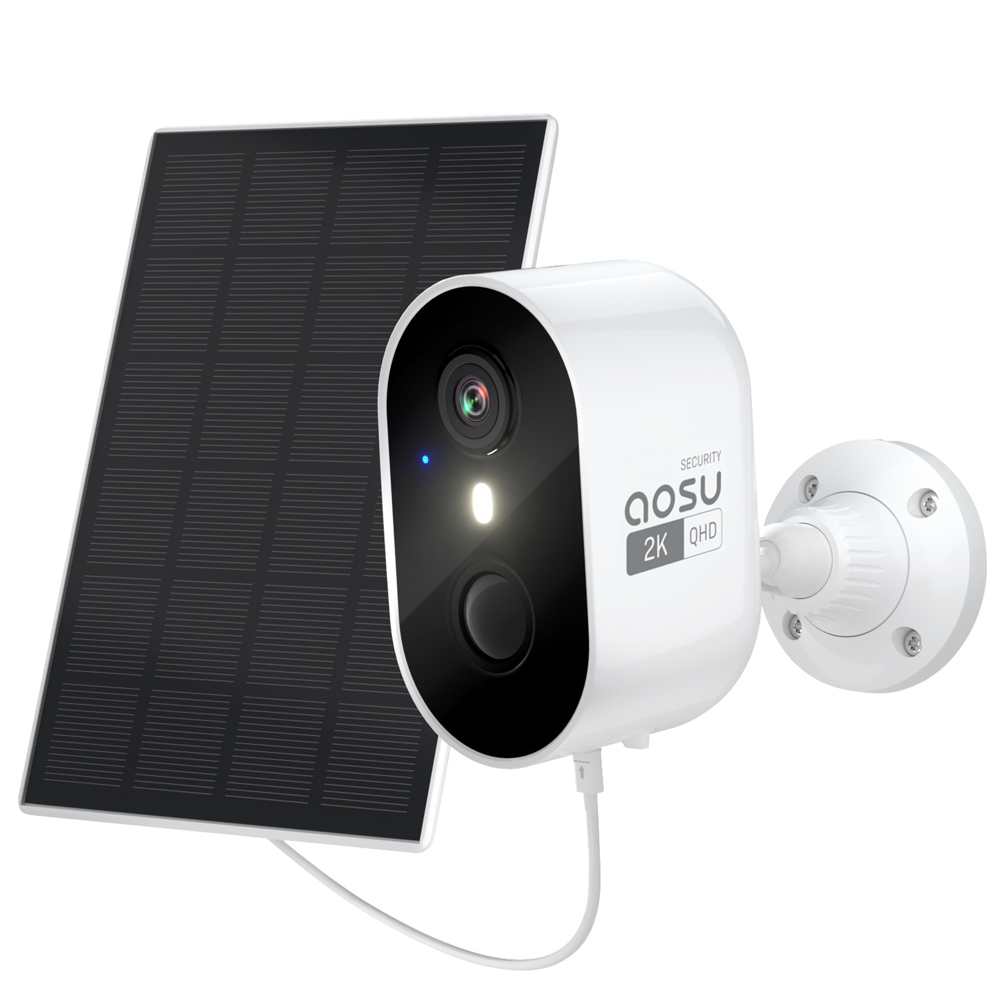 Aosu 2K QHD Wi-Fi Outdoor Solar Security Camera — 3.0 MP, PIR Motion Detection, 2-Way Audio, Spotlight, Model# C7L2BA11