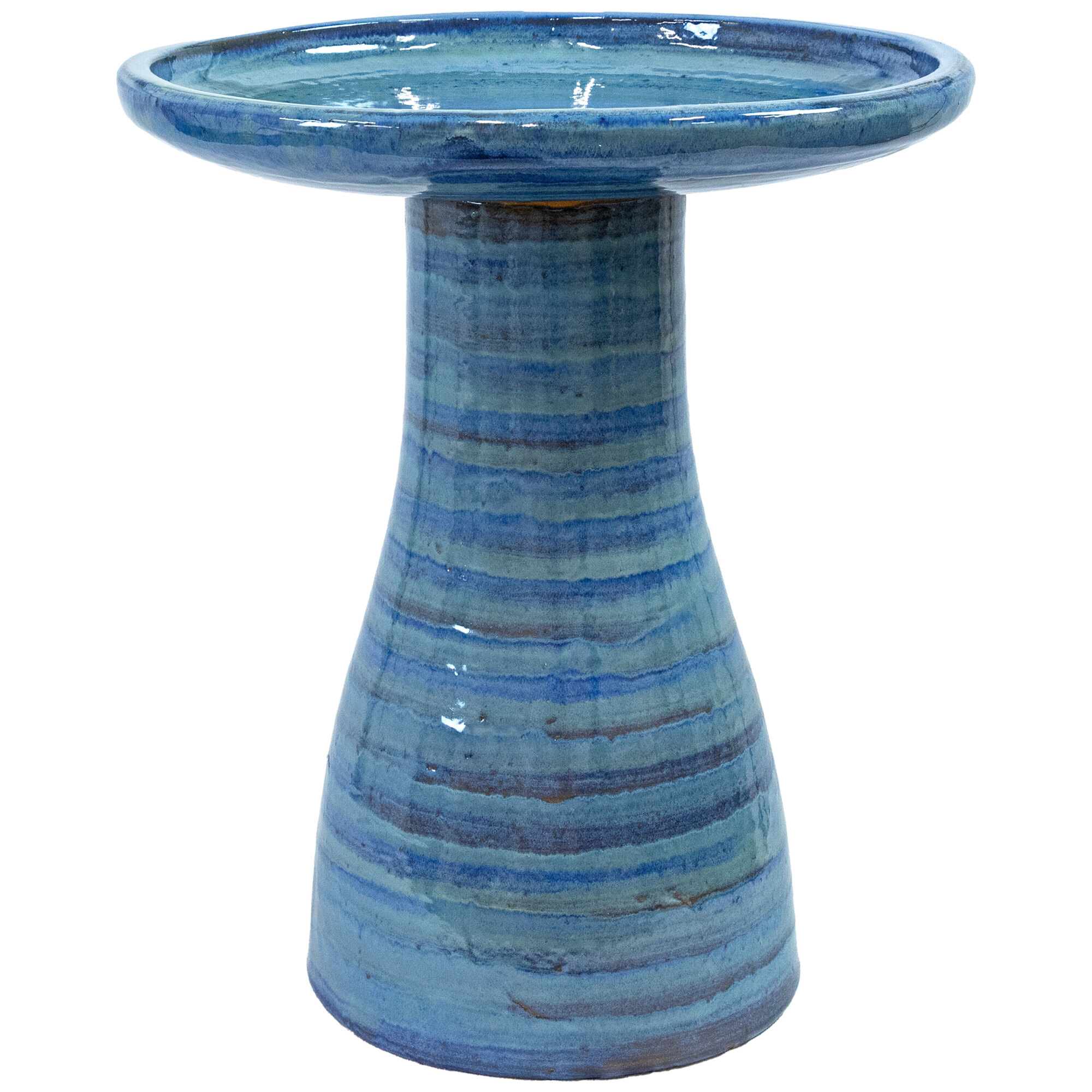 Sunnydaze Decor Outdoor Weather-Resistant Ceramic Bird Bath — 18in. Dia., 1-Gallon Capacity, Hand-Painted, Cloud Swirl, Model# AP-8571