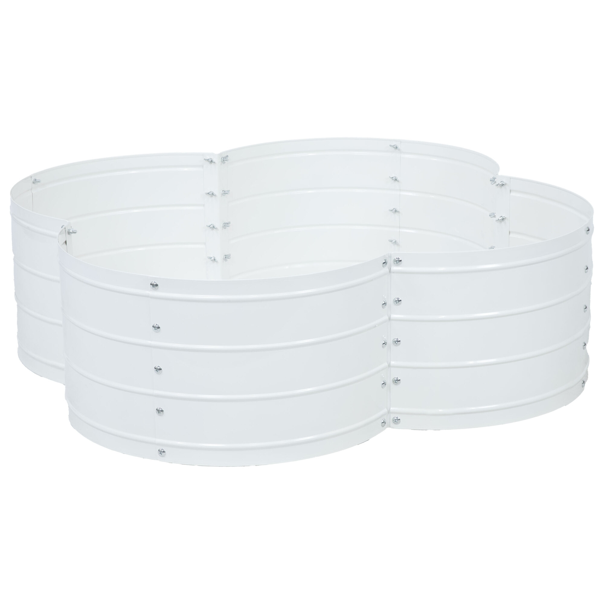 Sunnydaze Decor Galvanized Steel 4-Leaf Clover-Shaped Raised Garden Bed — Ivory White, Model# NPH-9321