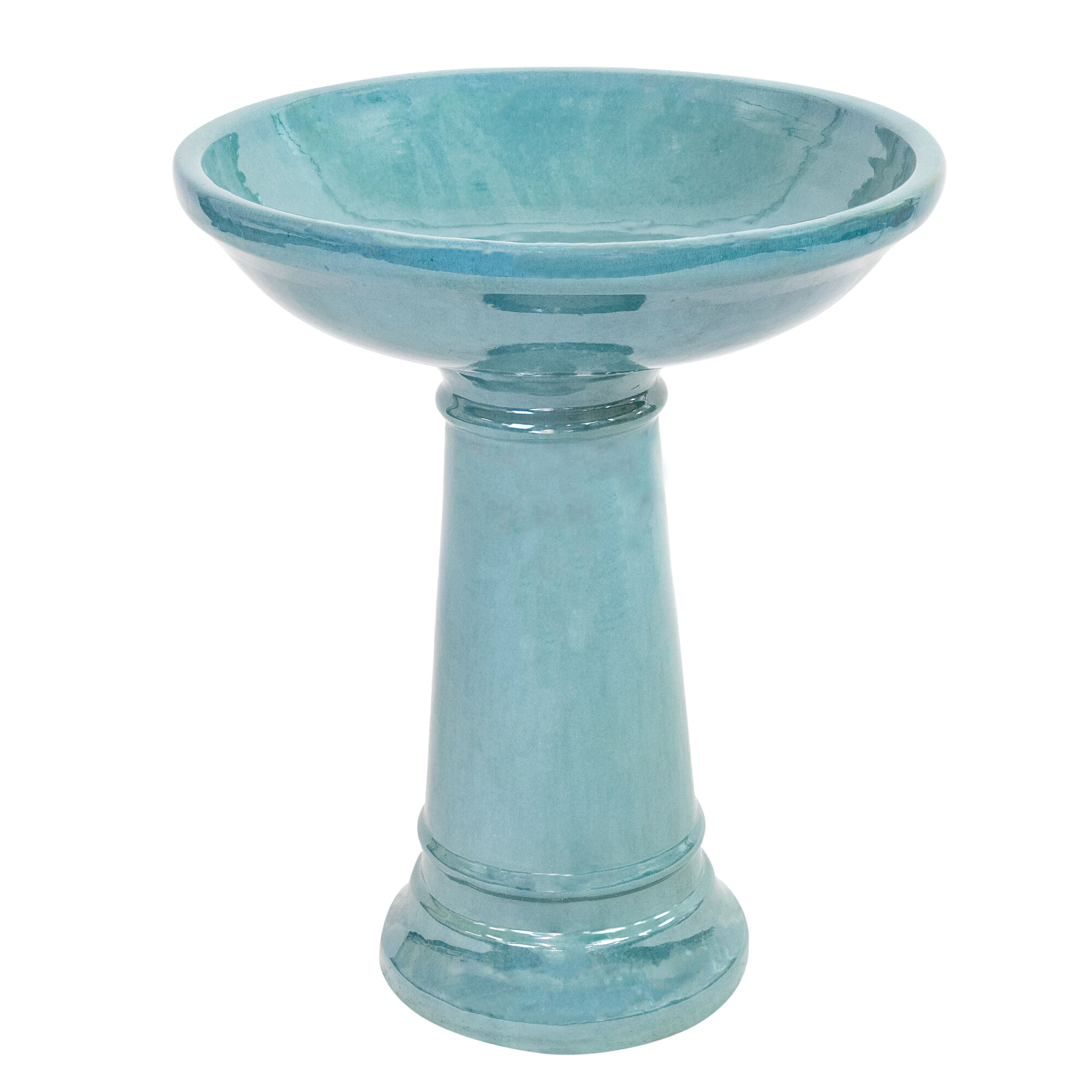 Sunnydaze Decor Calais Ceramic Bird Bath — 25in. Height, Jade Green, 2.5 Gal. Capacity, Model# VBD-3281