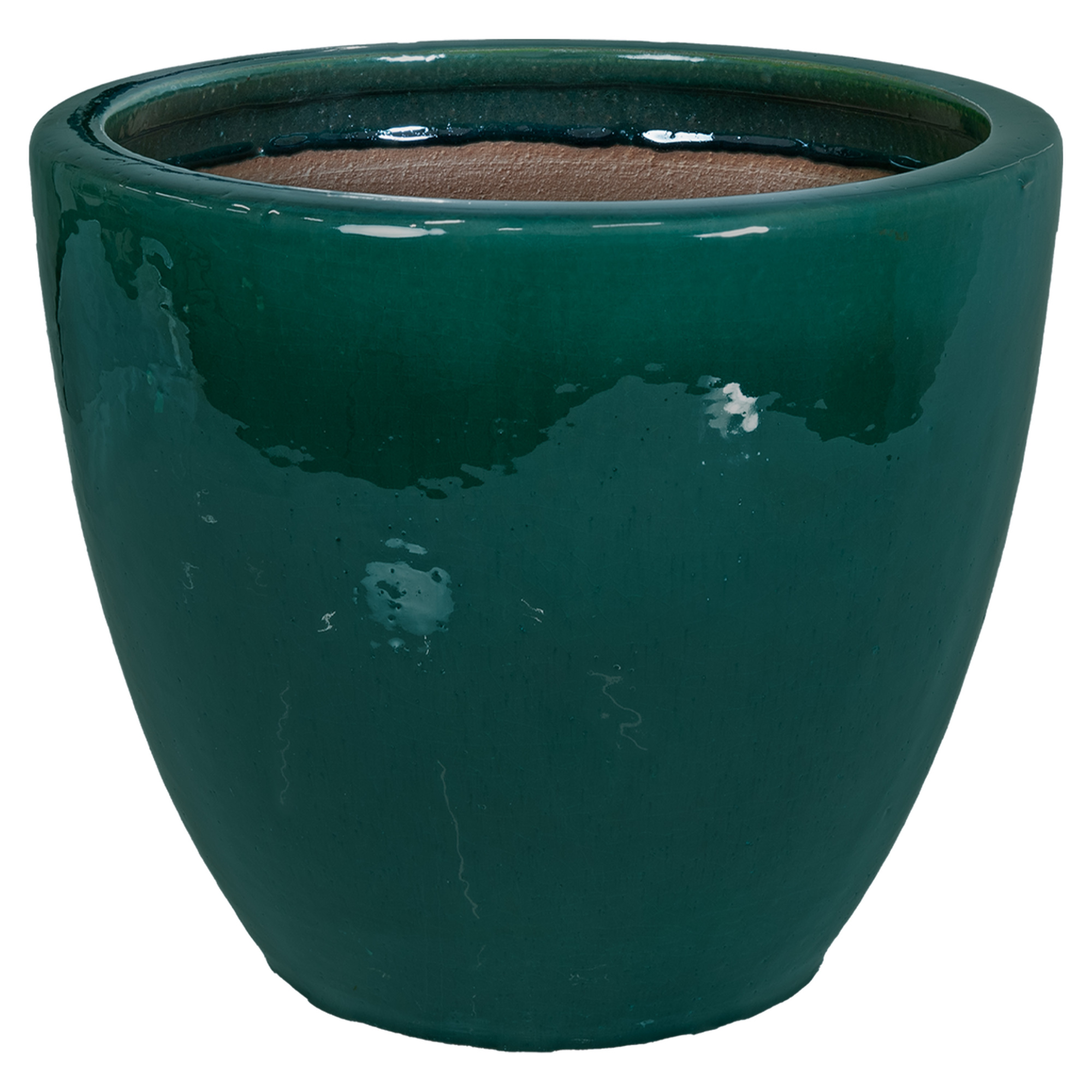 Sunnydaze Decor Resort Ceramic Flower Pot Planter — 14.5in. Diameter, Glazed, UV- and Frost-Resistant, Dark Green, Model# VBD-2811