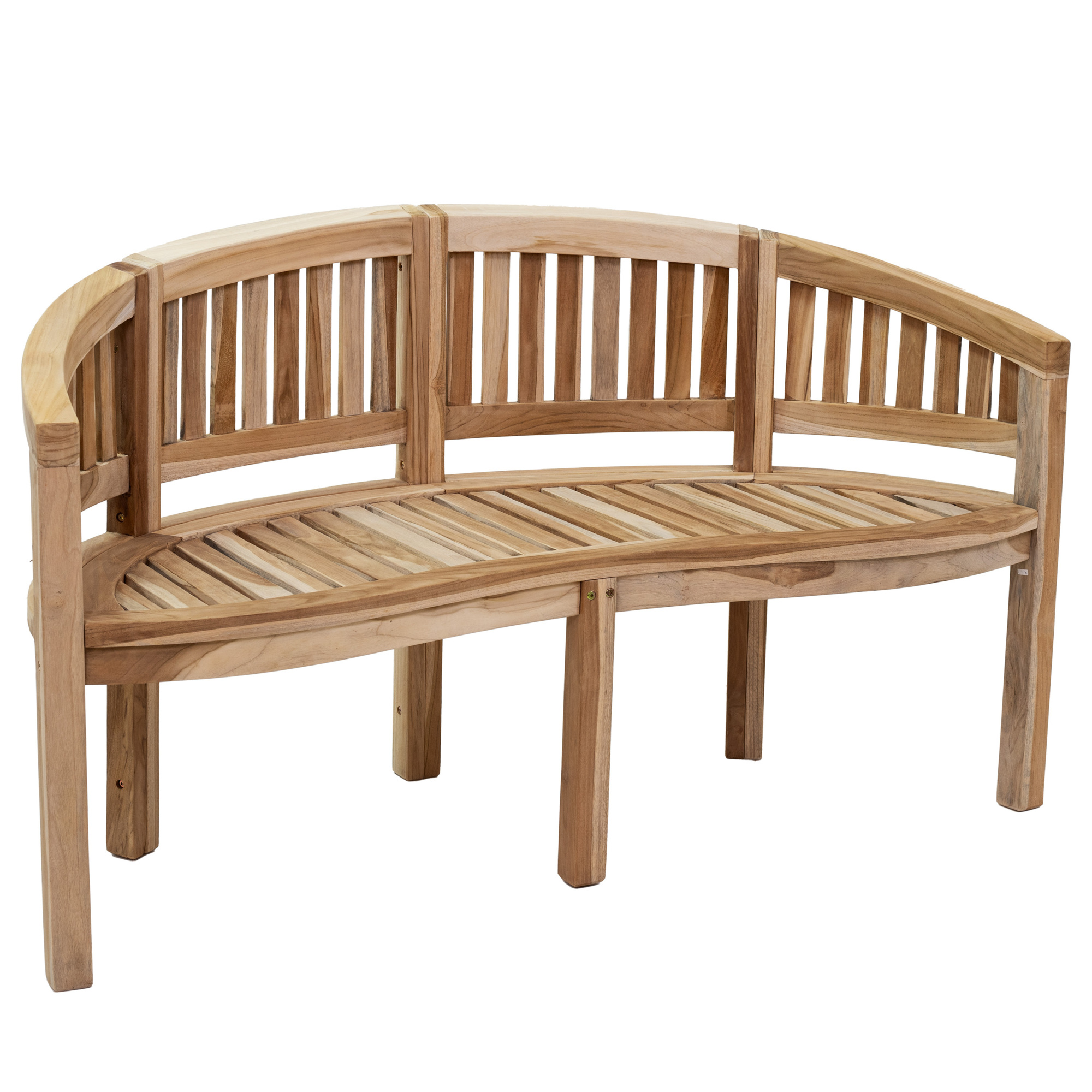 Sunnydaze Decor Solid Teak Outdoor Banana Bench — 59in., Curved Back, 675-Lb. Capacity, Model# LAX-5191