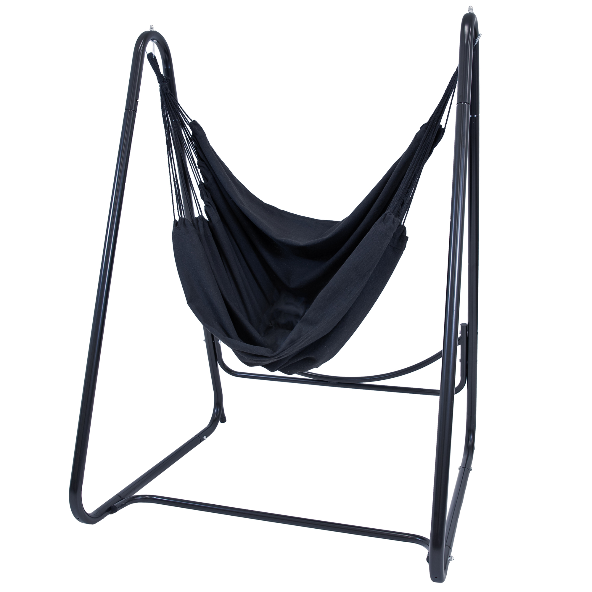 Sunnydaze Indoor/Outdoor Hammock Chair with A-Frame Steel Stand — Black, Anti-Tip Feet, Model# HH-1821