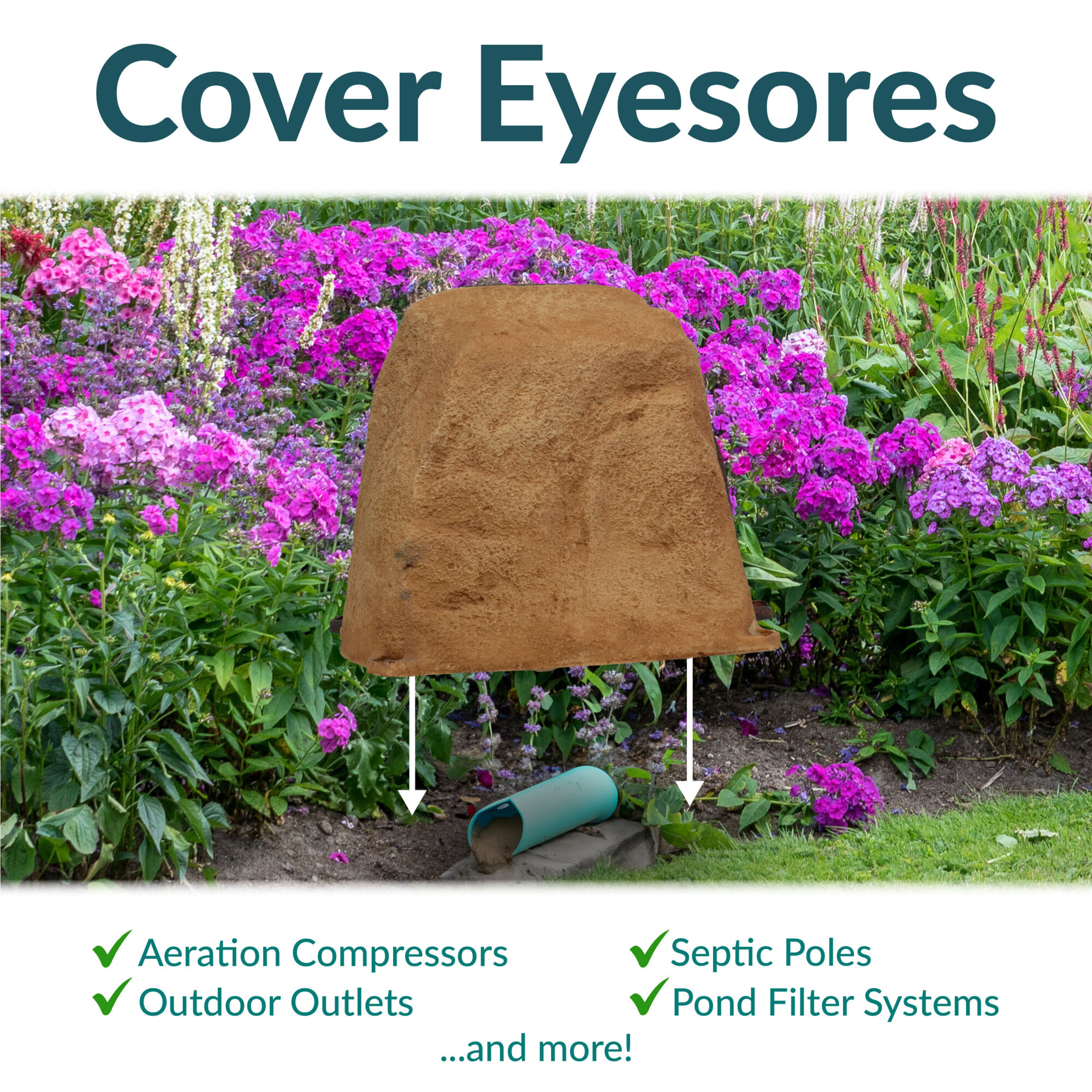 Septic Cover Rocks Sunnydaze Outdoor Flat-Top Polyresin Landscape Rock Septic Cover with ...
