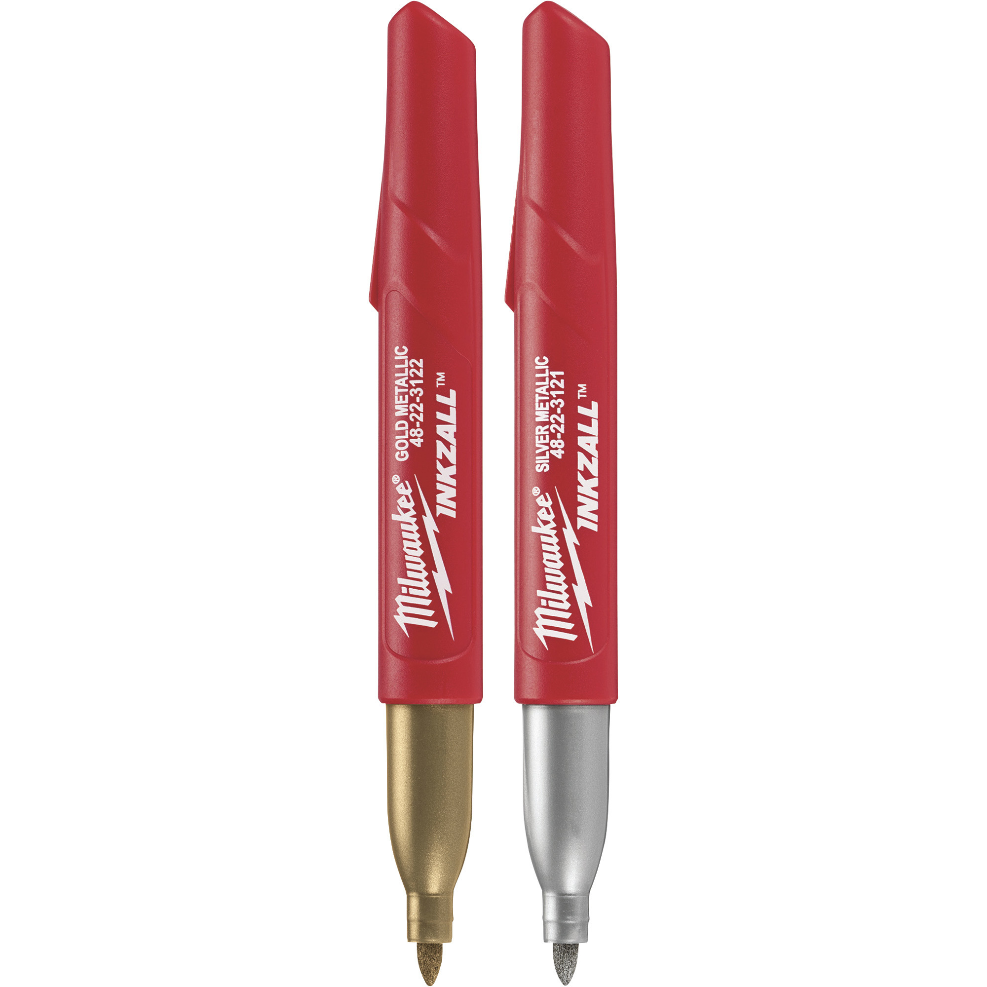 Milwaukee Inkzall Fine Point Markers — 2-Pk., Silver/Gold, Model#  48-22-3123