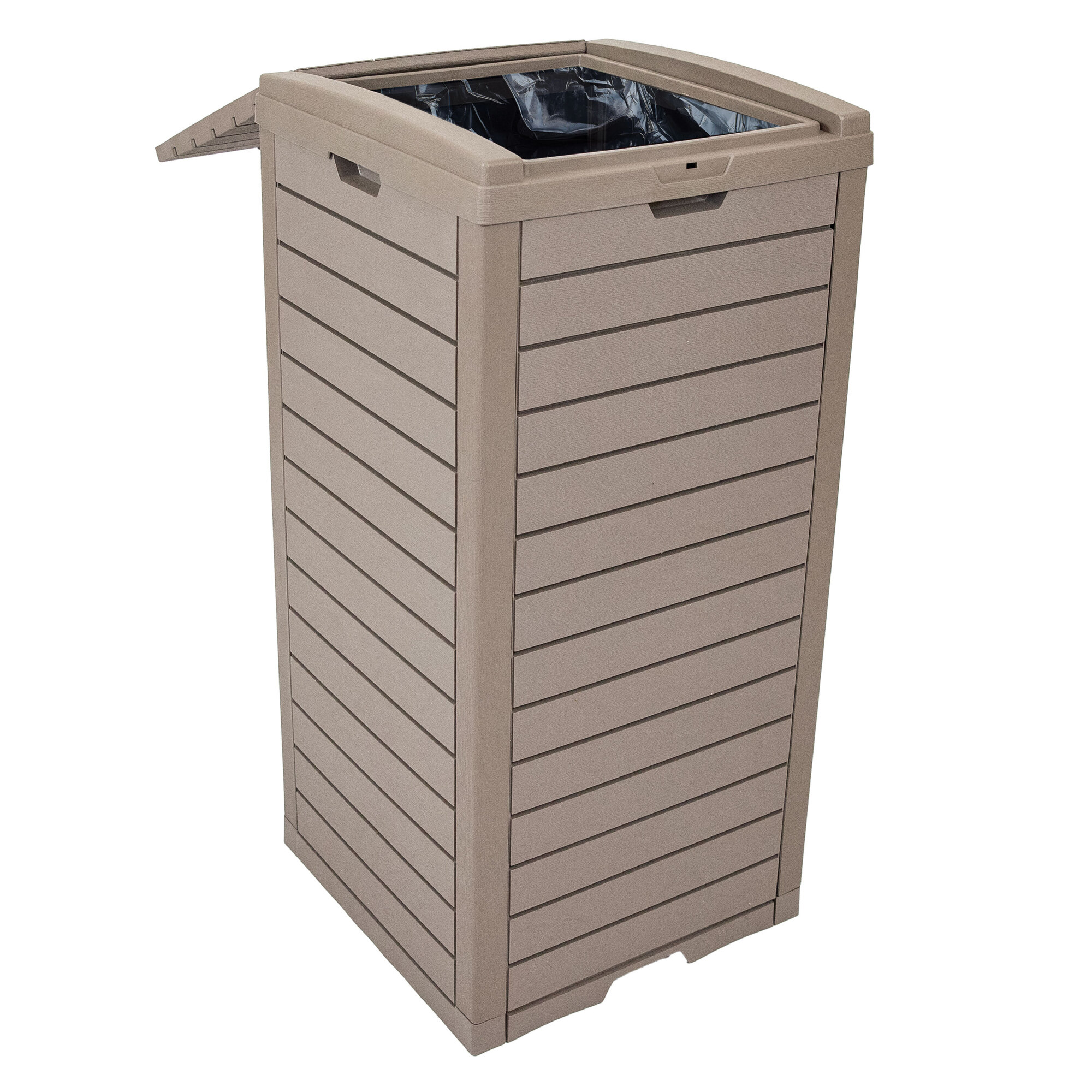 Sunnydaze Decor Outdoor Trash Can — 39 Gallons, Polypropylene Resin, Weather-Resistant, Light Gray, Model# TST-6281
