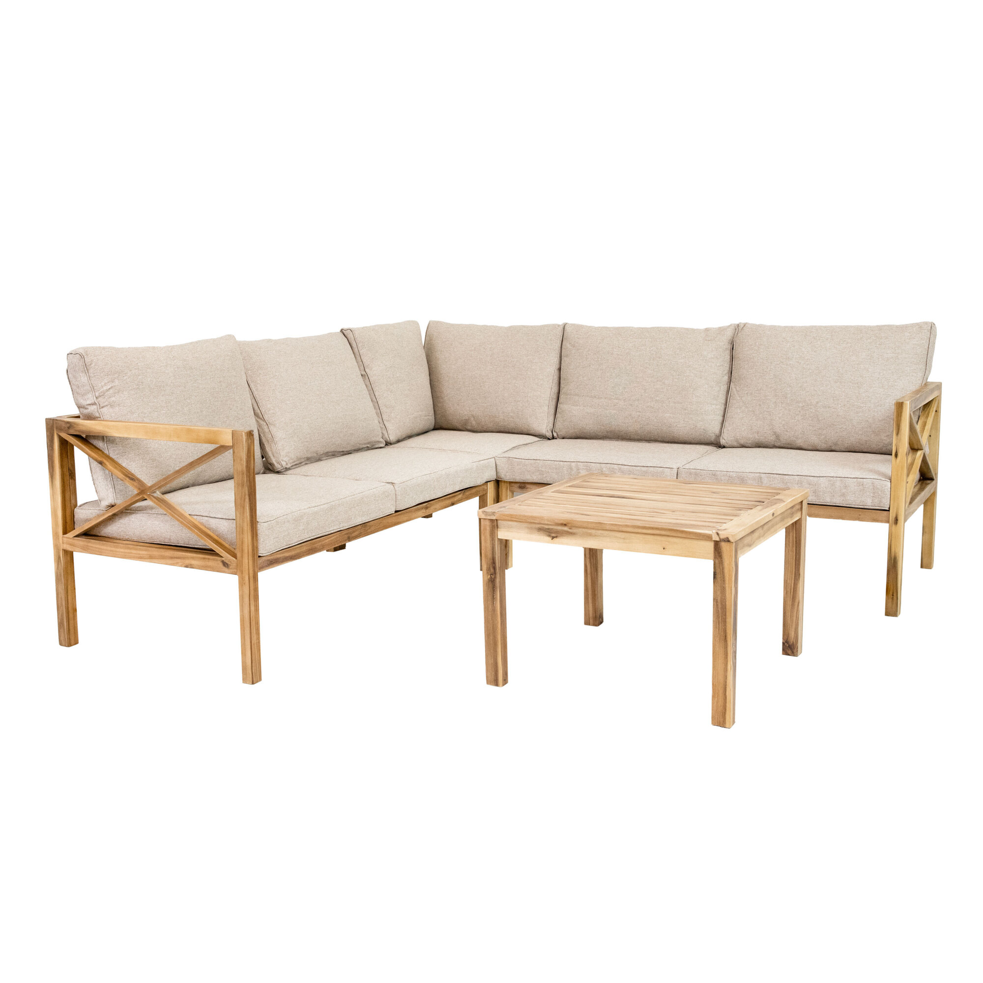 Sunnydaze Decor Edisto 4-Piece Patio Conversation Set — Acacia Wood, Light Brown, Model# CRT-6941