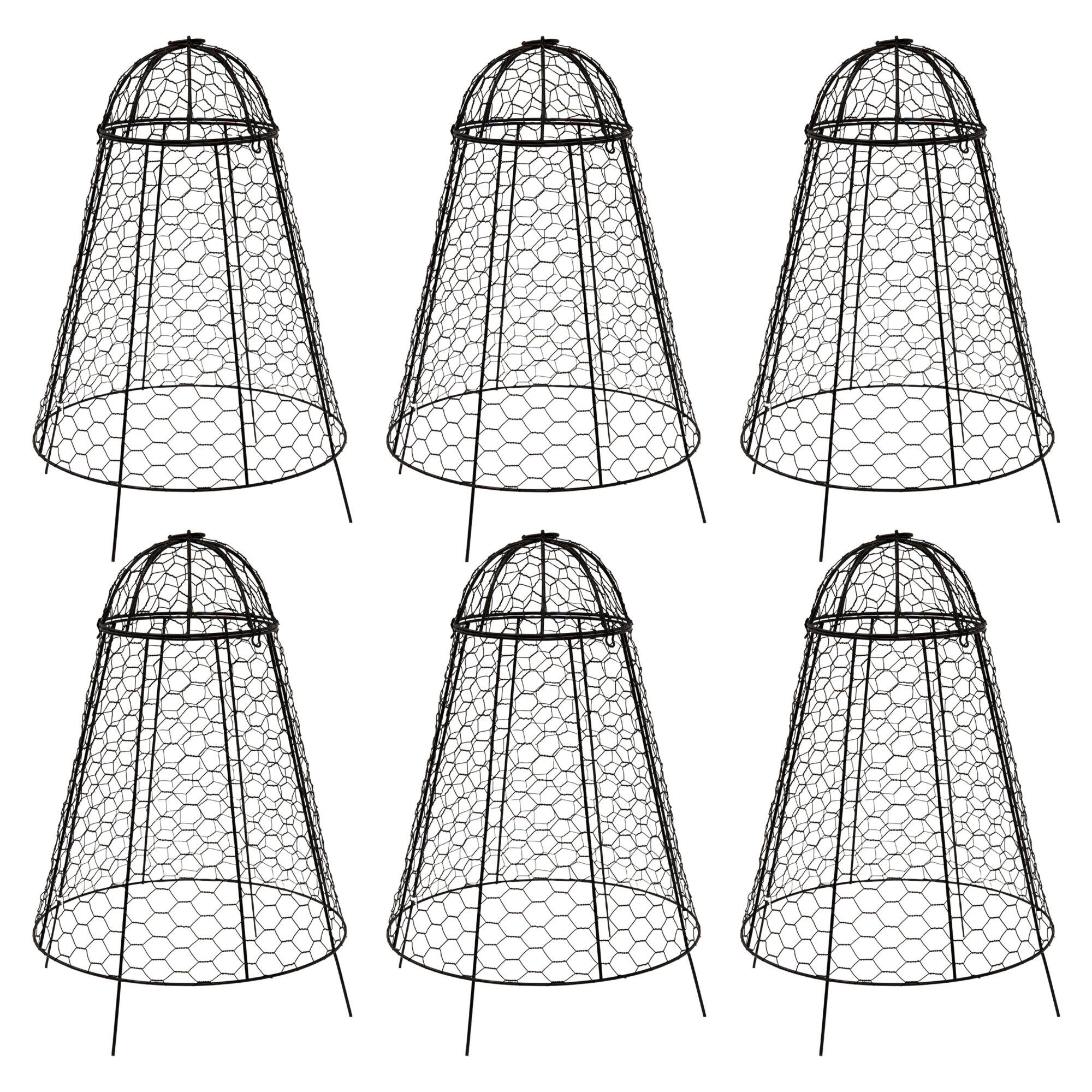 Sunnydaze Decor Chicken Wire Cloche Plant Protector — 6-Pack, Powder-Coated Iron, Removable Cover, Model# HB-0526