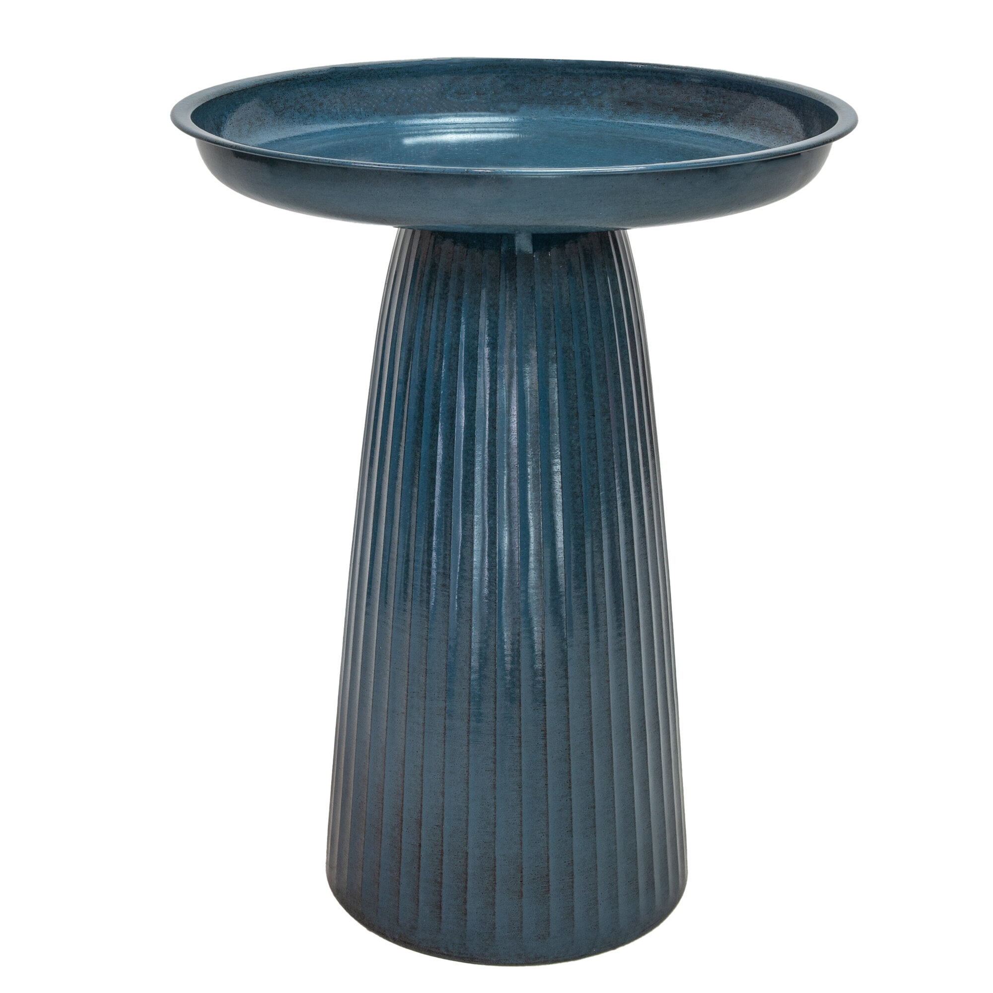 Sunnydaze Decor Metal Outdoor Bird Bath — Blue Glaze, UV-Protected, Rust-Resistant, Model# DRV-2121