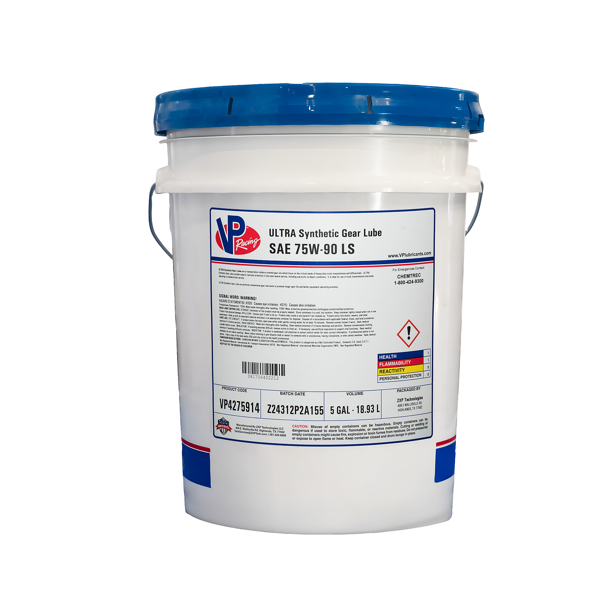 VP Racing Ultra Gear Synthetic SAE 75W-90 (LS) — 5 Gal., Model# VP4275914