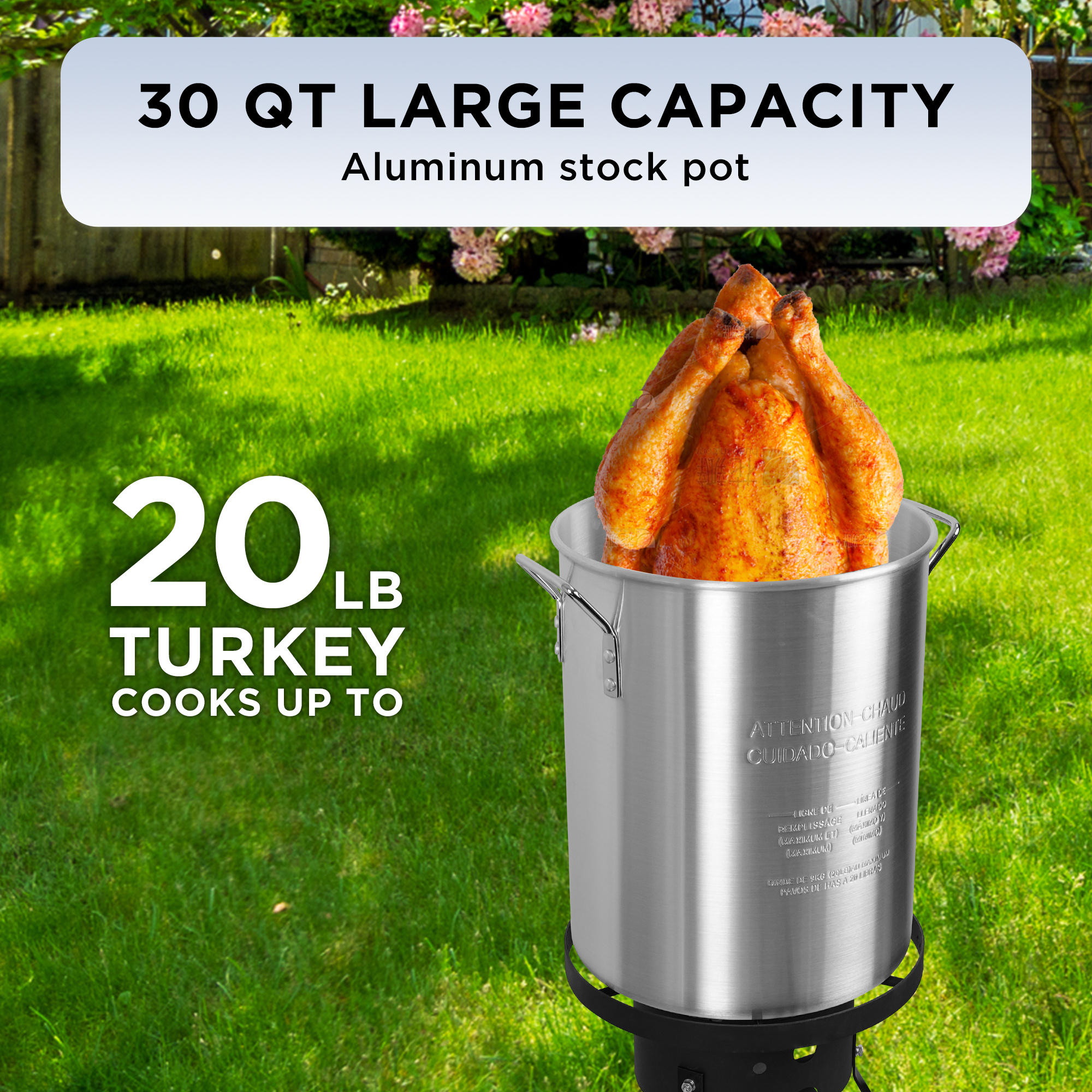 Red Mountain Valley Aluminum Pot with Basket — 10.5 Qt. Capacity