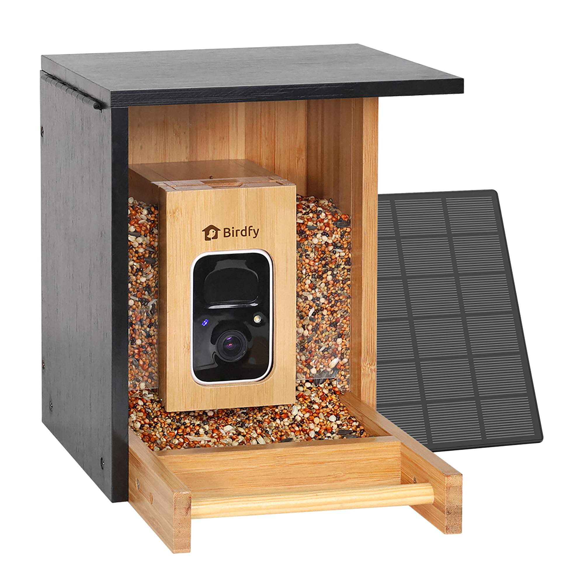Birdfy Bamboo Mini AI-Powered Smart Feeder — Solar-Powered, HD Live Stream, Two-Way Audio, Model# NT-8412-110HD