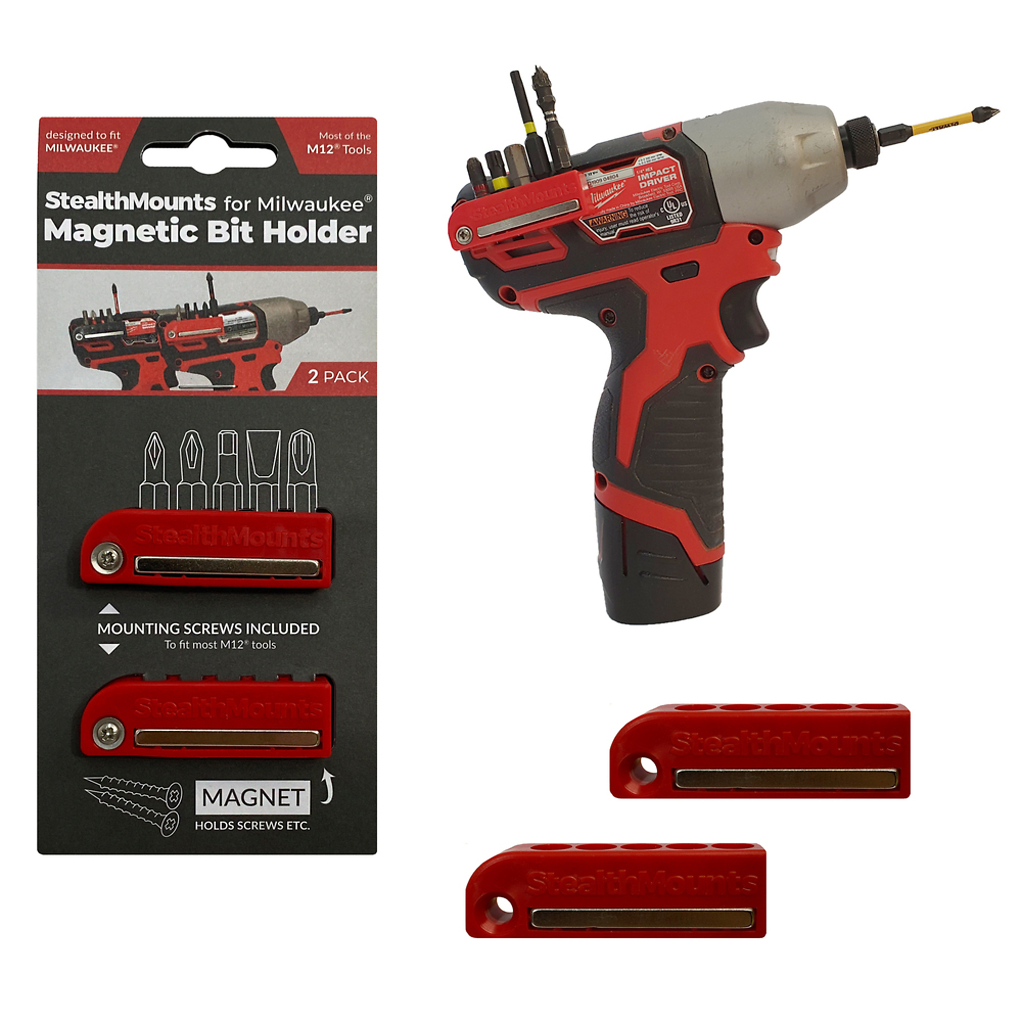 Bit Holder compatible with Milwaukee M12 (2 Pack)