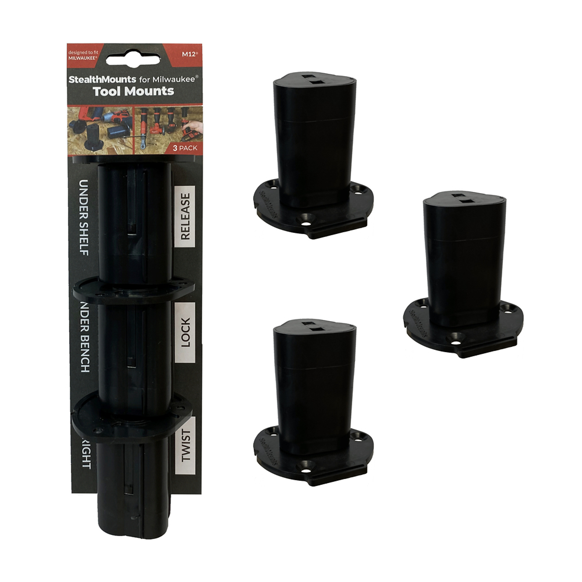 Tool Mounts compatible with Milwaukee M12 (3 pack)