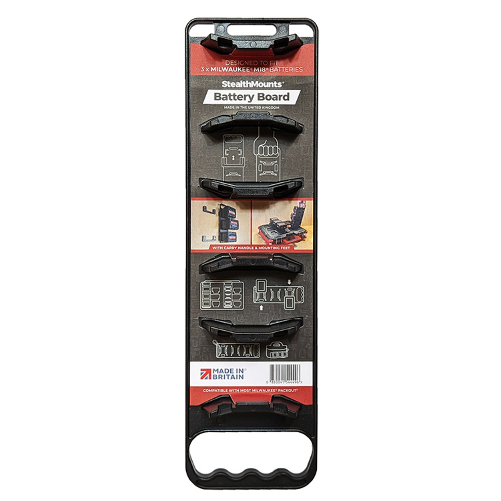 Battery Board compatible with Milwaukee M18/Packout with Handle & Feet