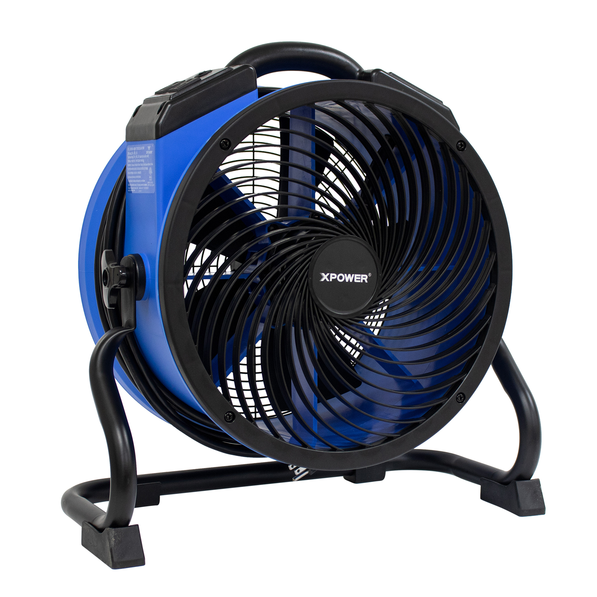 XPOWER Industrial Axial Air Mover — 1/4 HP, 2100 CFM, 4 Speed, Built-In Power Outlets, Blue, Model# P-39AR-Blue