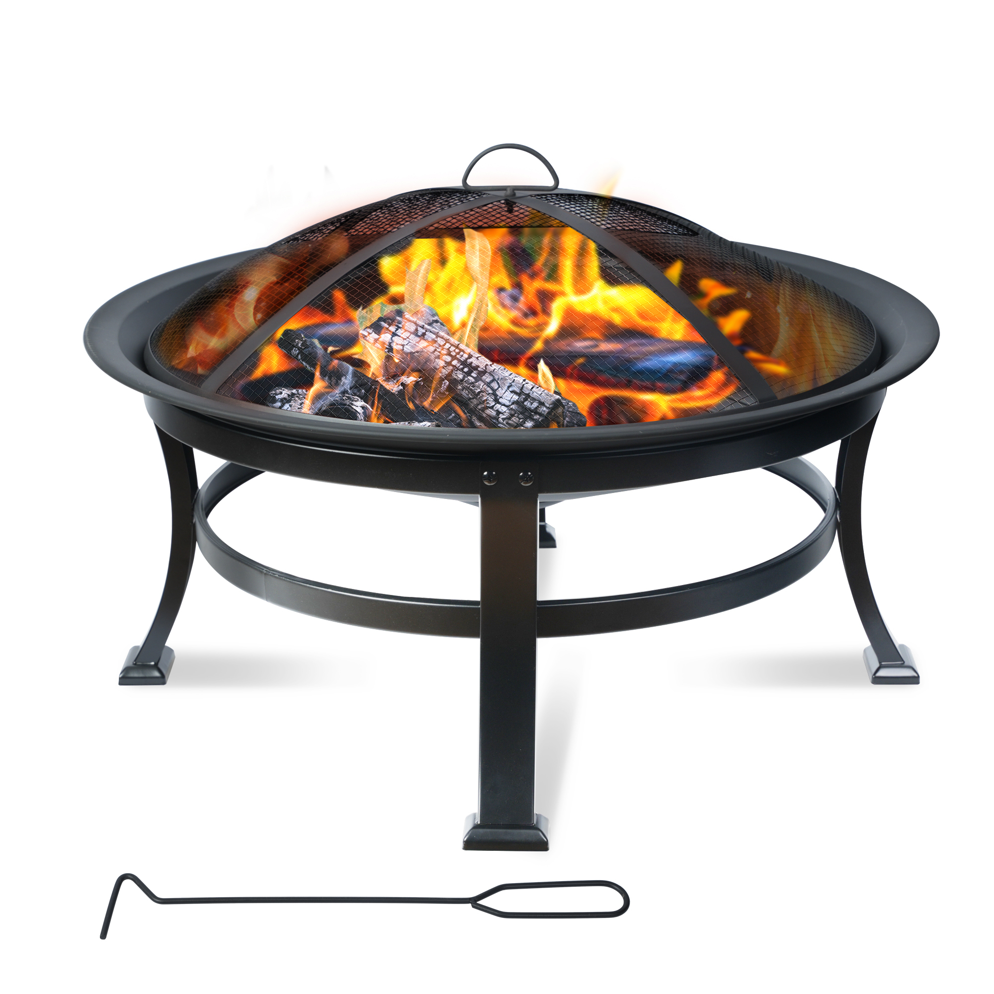 Red Mountain Valley Wood Burning Fire Pit — 30in., Poker and Cover Included, Portable