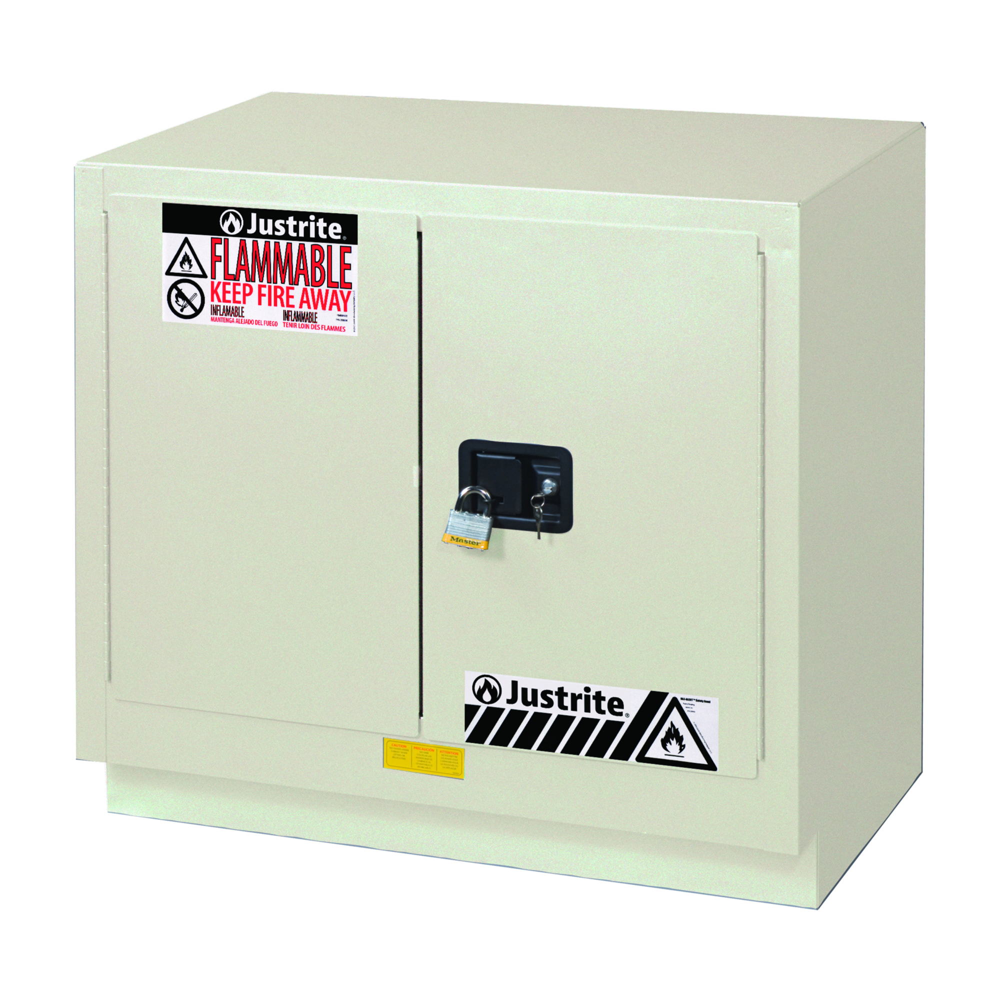 Justrite ChemCor Under Fume Hood Corrosives/Acids Safety Cabinet — 23 Gal. Capacity, 1 Shelf, 2 Manual-Close Doors, Light Neutral, Model# 8837072