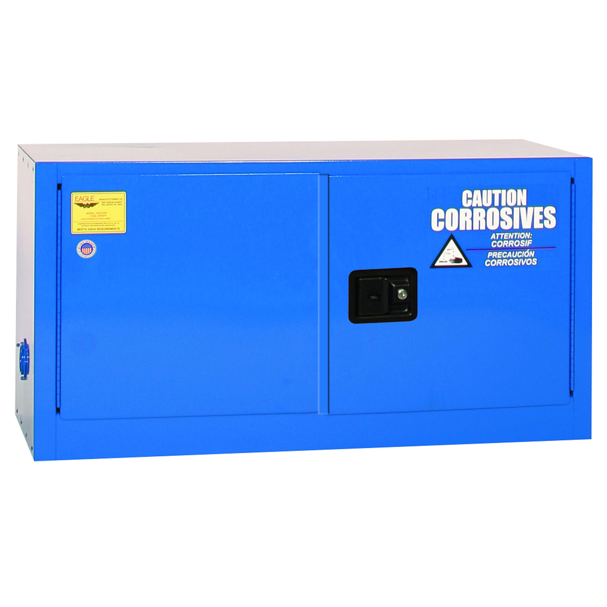 Eagle Self-Close Metal Acid and Corrosive Safety Cabinet — 15 Gallon, 2 Door, 1 Shelf, Blue, Model# ADDCRA14X