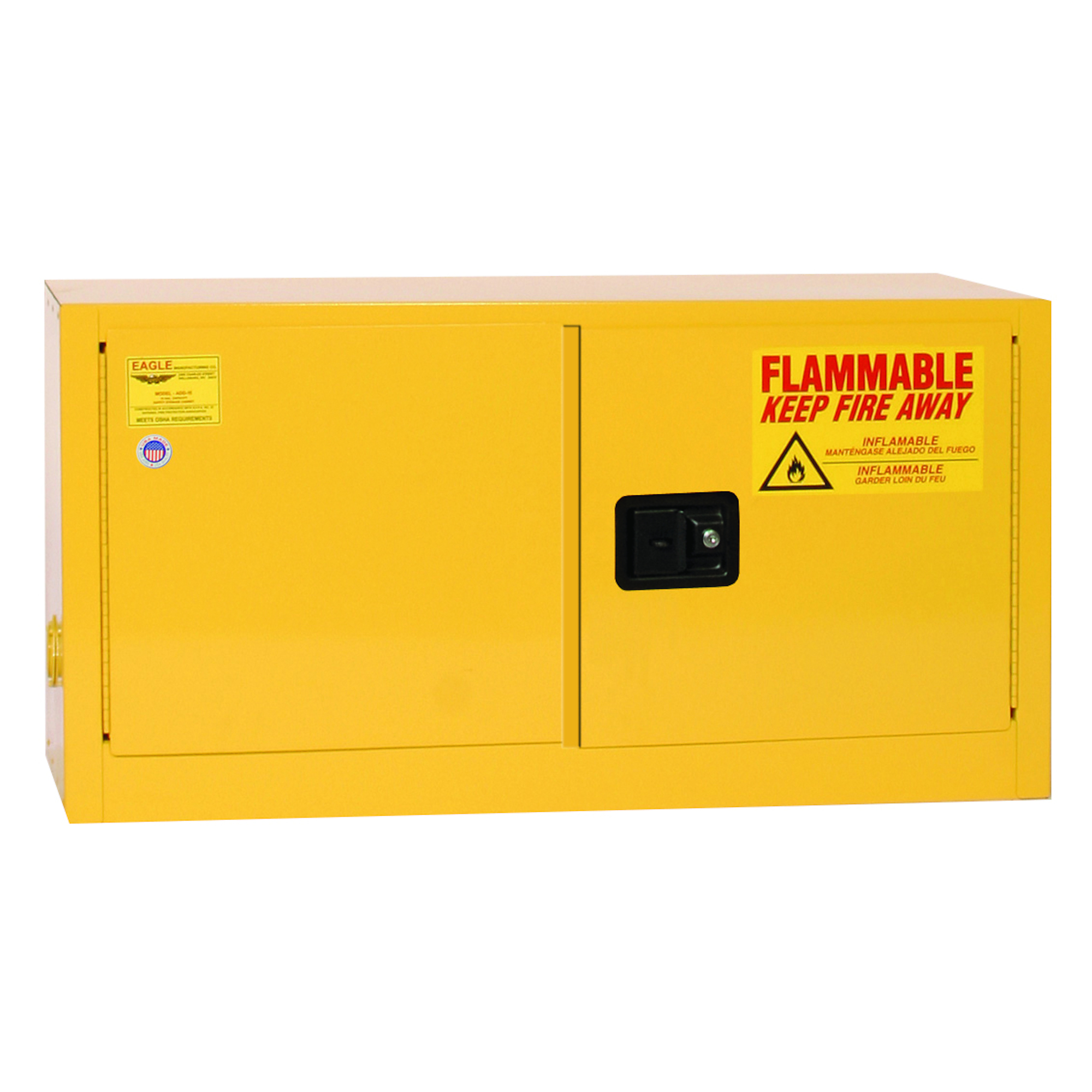 Eagle Fire Cabinet — 15 Gallon, 1 Shelf, 2 Self-Closing Doors, Add-On, Yellow, 350-Lb. Capacity, Model# ADD14X