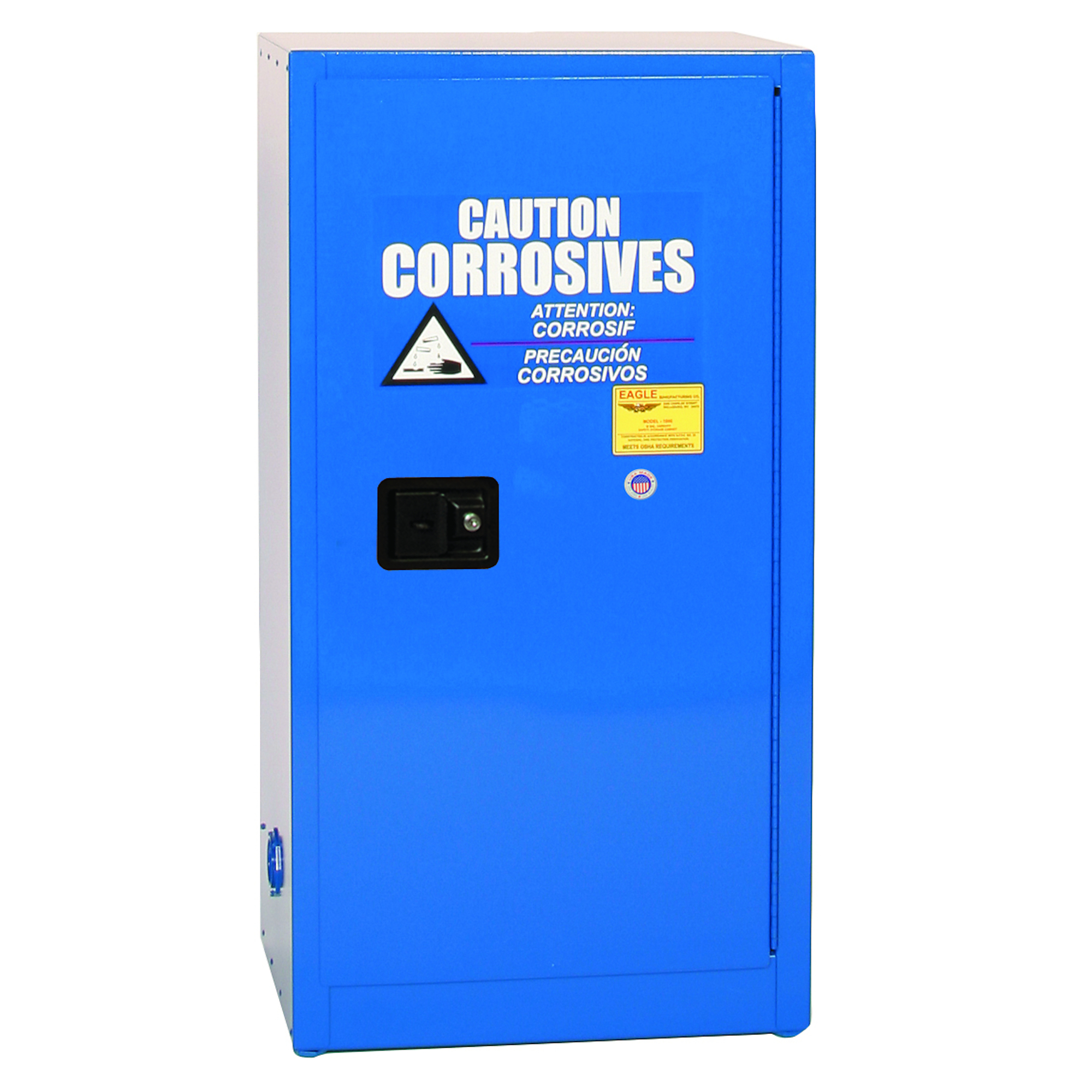 Eagle Space Saver Acid and Corrosive Safety Cabinet — 16 Gallon, 1 Shelf, 1 Door, Manual Close, 18-Ga. Steel, Blue, Model# CRA1906X