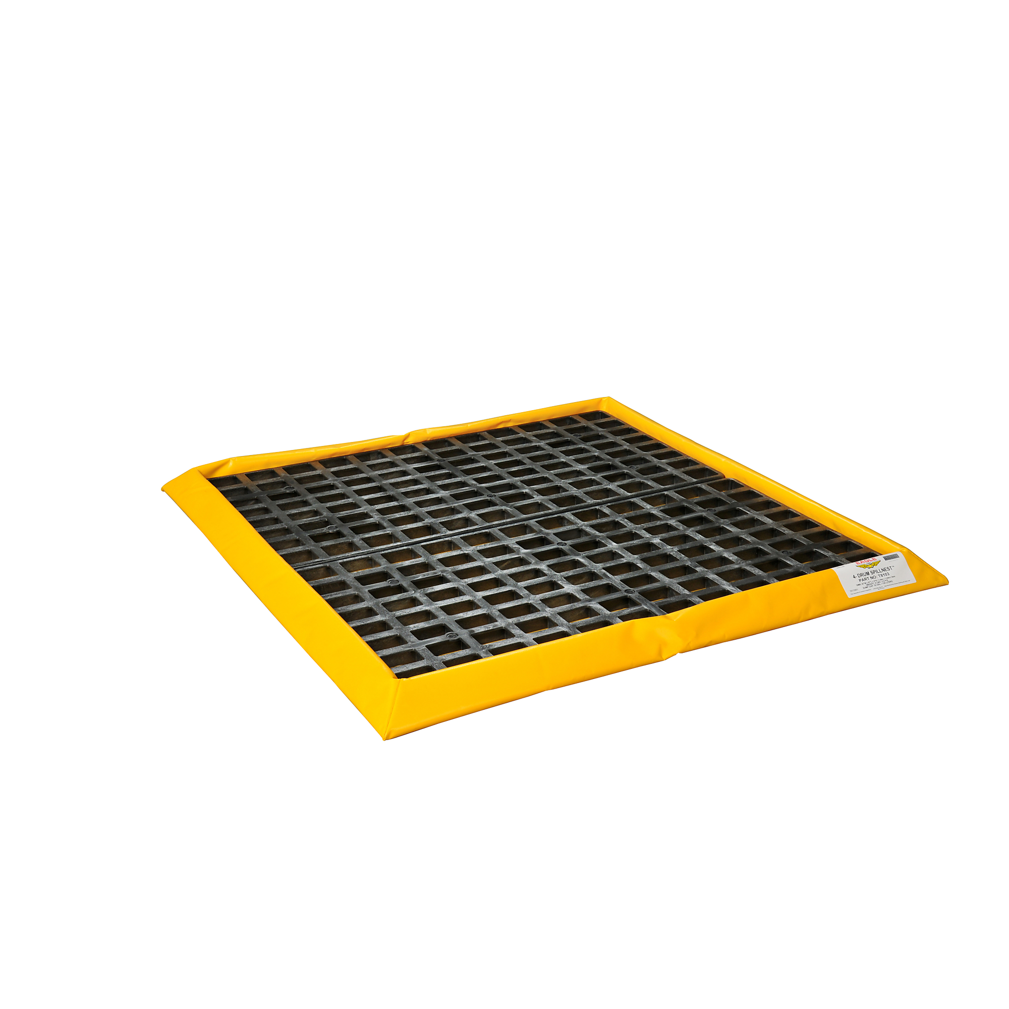 Eagle SpillNEST Spill Containment Berm — 30-Gallon Capacity, 4-Drum, Grate, PVC Fabric, Yellow, Model# T8104G