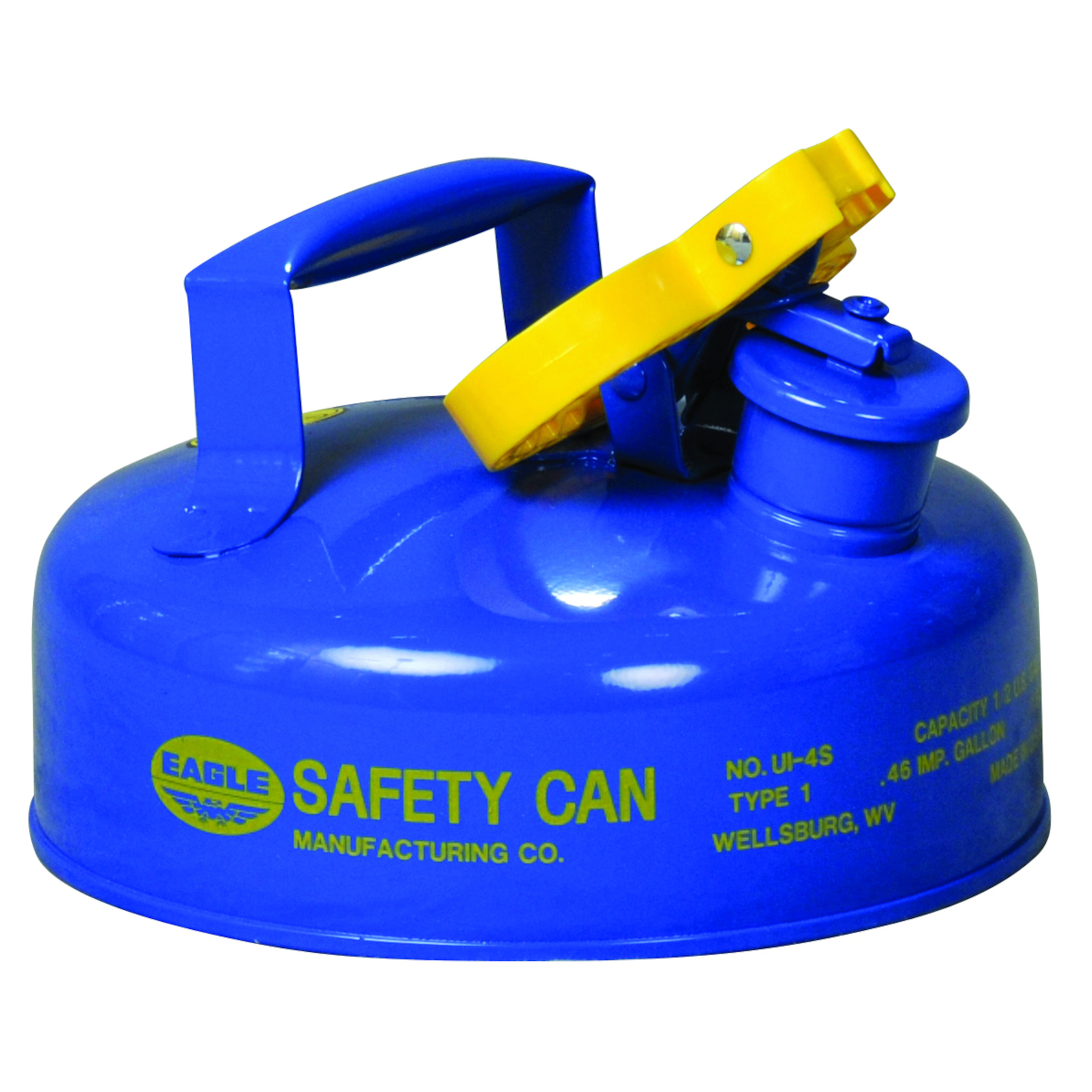 Eagle Type I Steel Safety Can for Kerosene — 2 Quart, Flame Arrester, Blue, Model# UI4SB