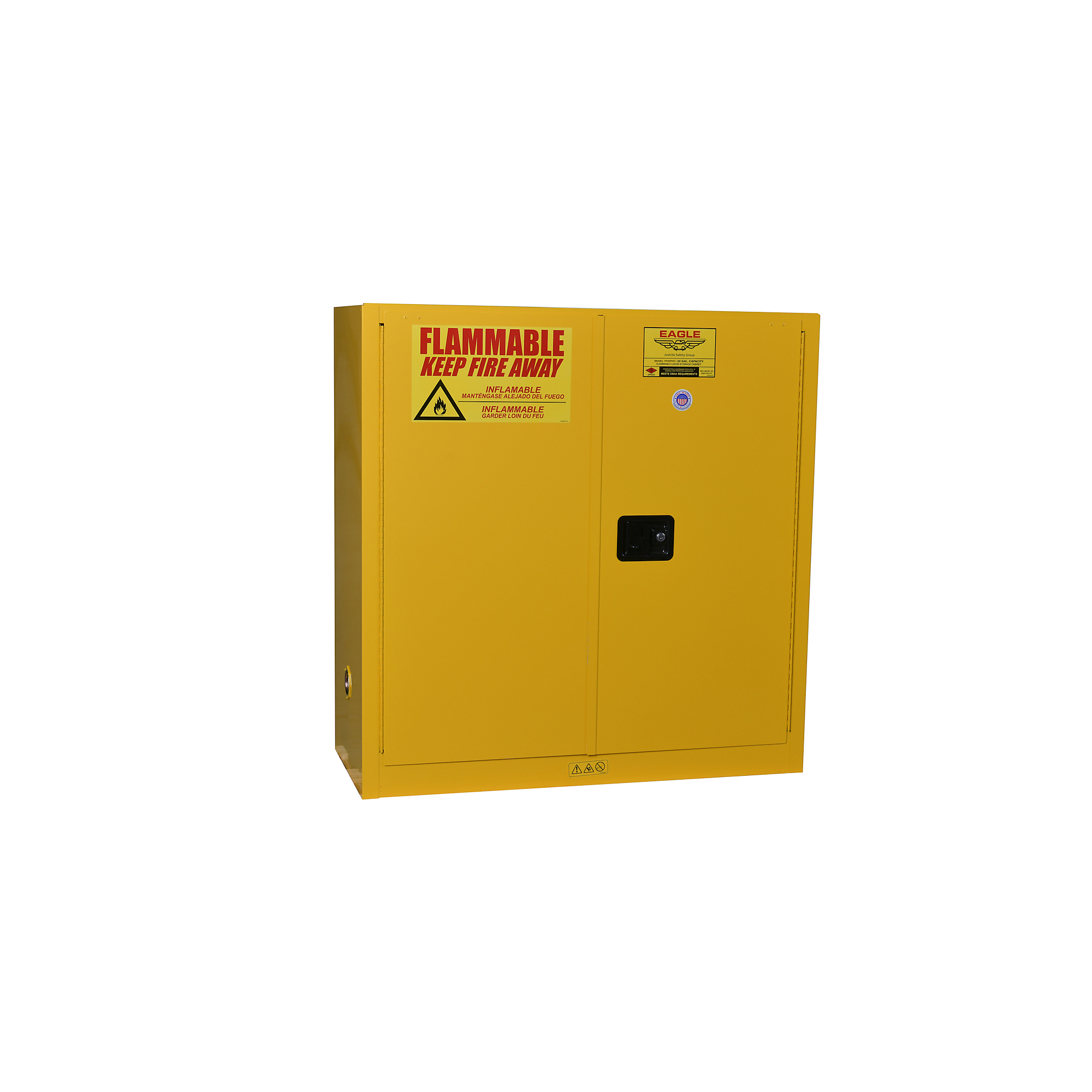 Eagle Paint Safety Cabinet — 40 Gallon, 3 Shelves, 2 Doors, Self-Close, Yellow, Model# YPI3010X