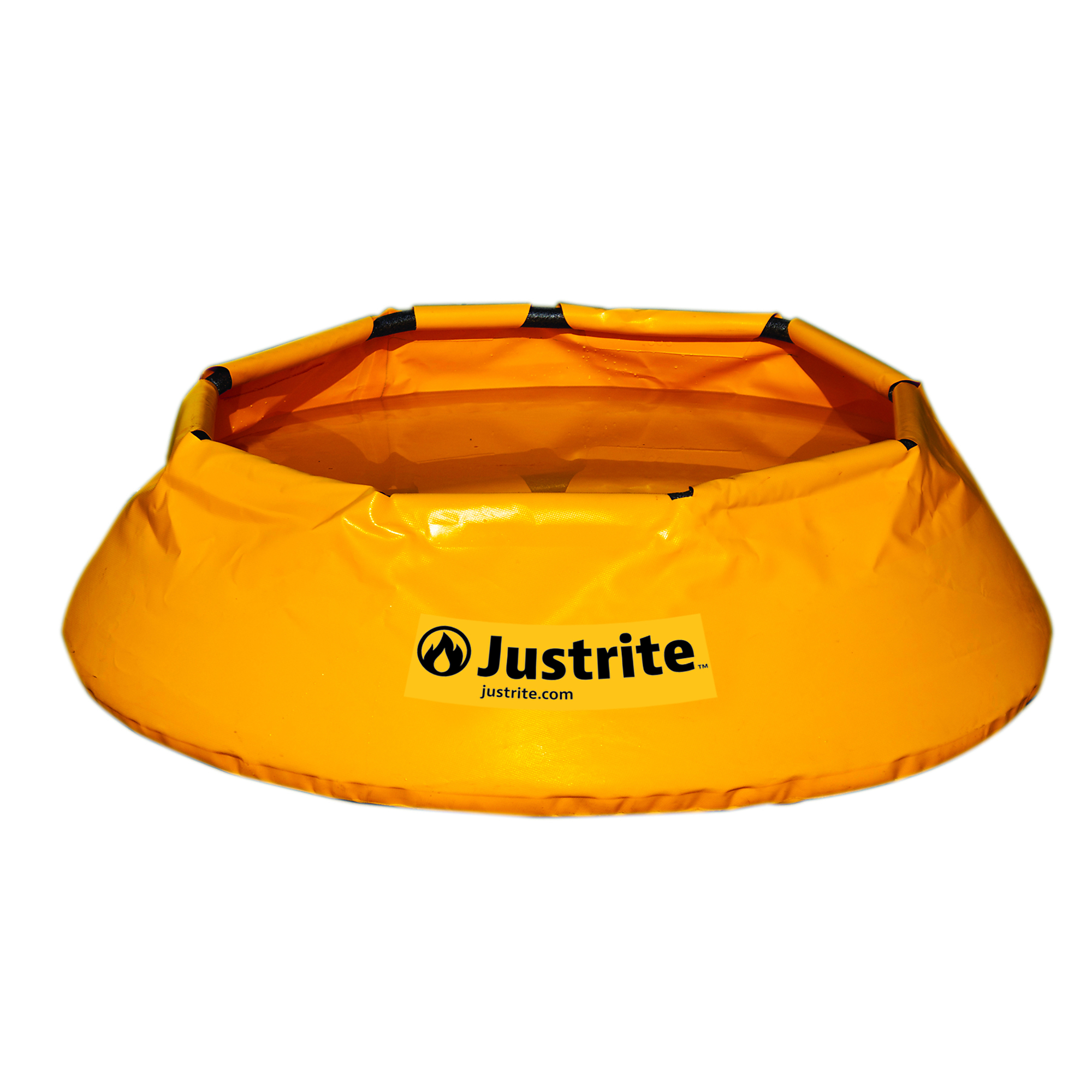 Justrite Pop-Up Spill Containment Pool — 150-Gallon Capacity, 62in. Dia x 16in. H, Yellow, Model# 28325