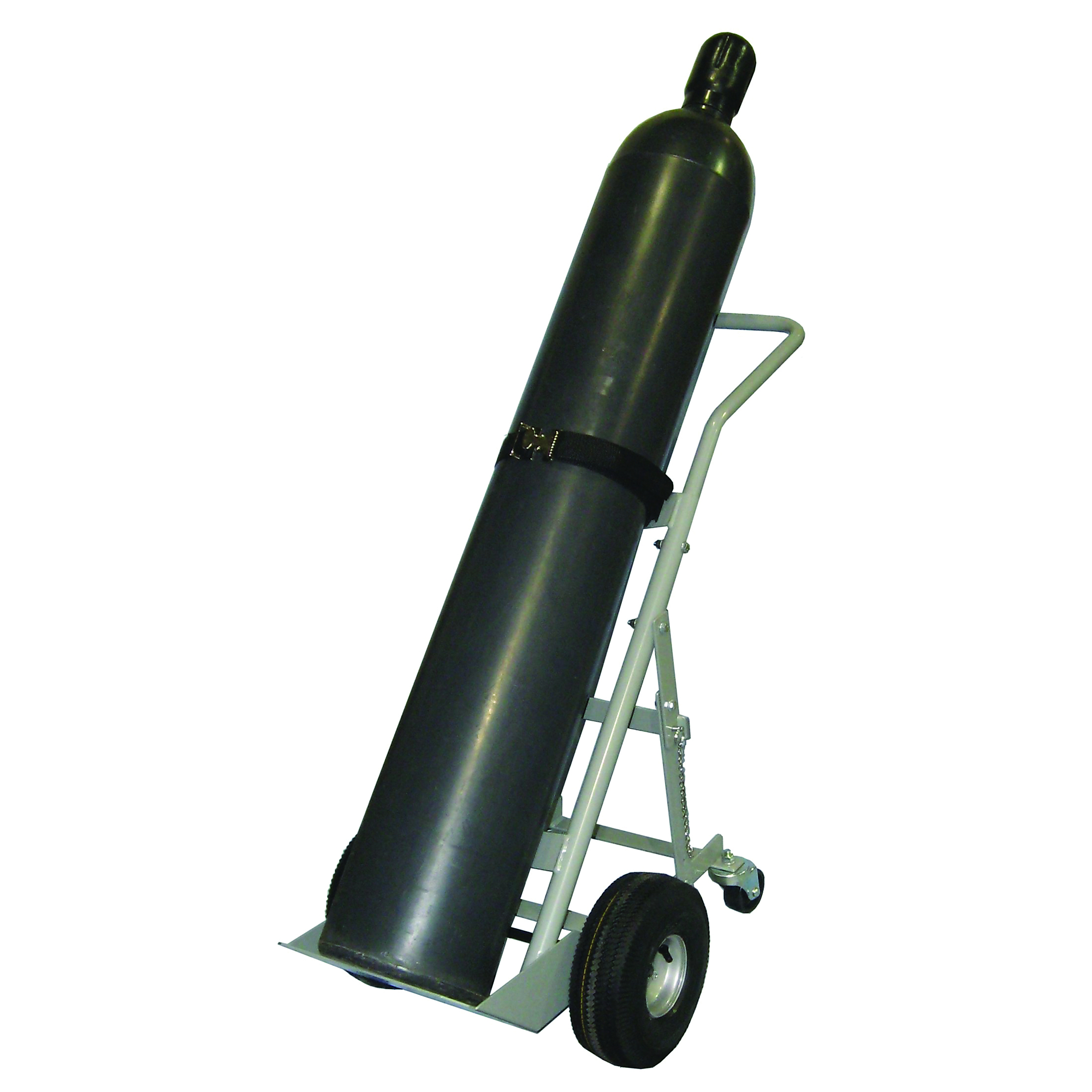 Justrite Single Cylinder Hand Truck — 10.5in. Pneumatic Wheels, Rear Casters, Model# 35006