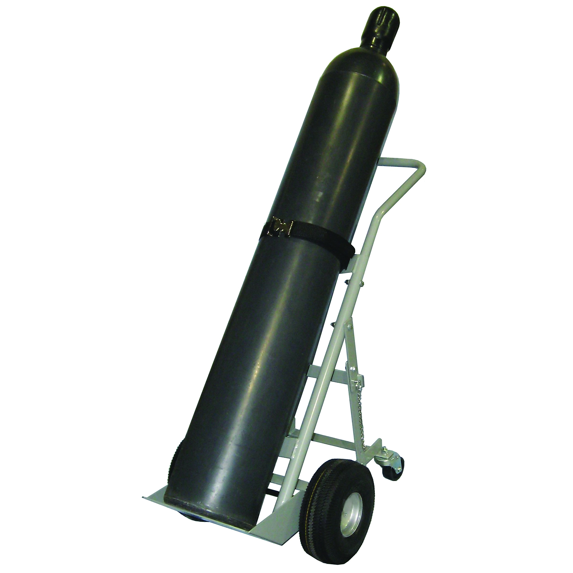Justrite Single Cylinder Hand Truck — 10in. Flat-Free Wheels, Rear Casters, Model# 35008