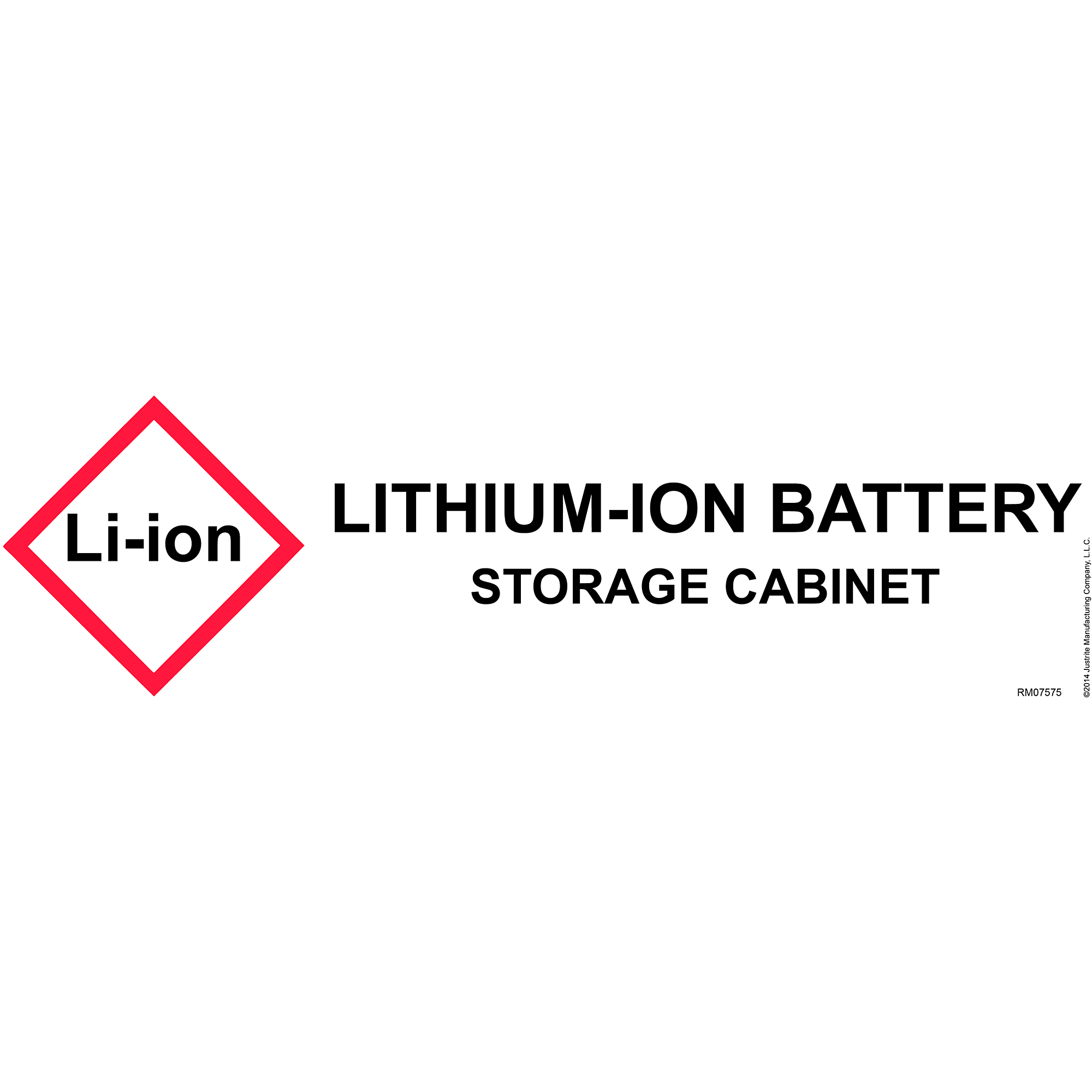 Justrite Hazardous Cabinet Label — Lithium Ion, Model# 29018