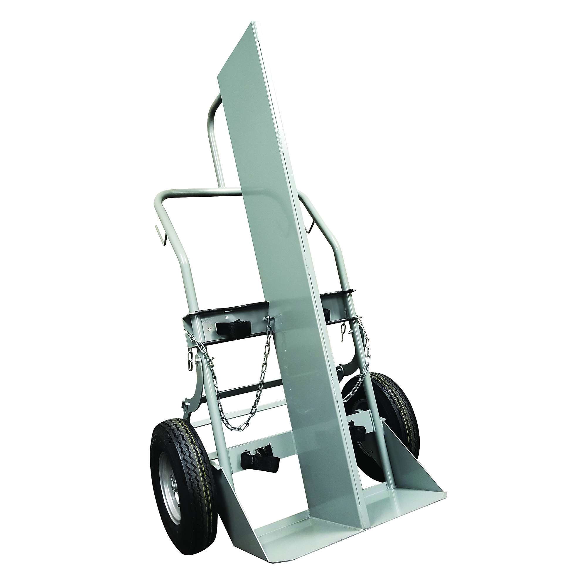 Justrite Double Cylinder Hand Truck with Firewall — 16in. Pneumatic Wheels, Rear Casters, Model# 35044