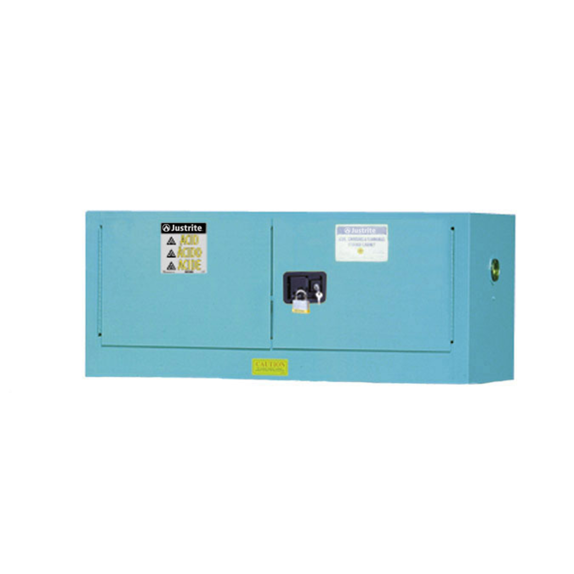 Justrite Steel Safety Cabinet — 12-Gallon, Manual Close, 1 Shelf, 2 Doors, Corrosives/Acid, Blue, Model# 891302