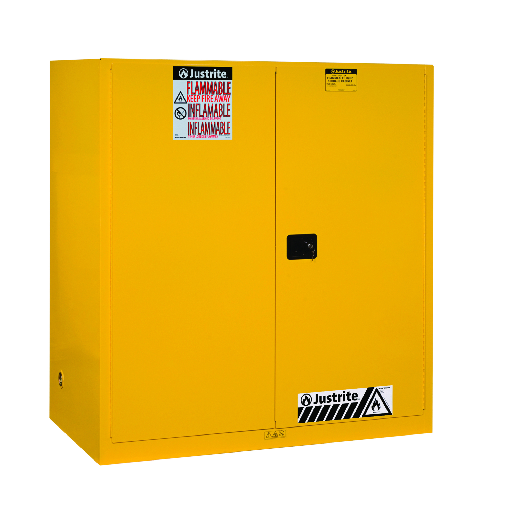 Justrite Sure-Grip EX Drum Safety Cabinet — 110 Gallon, 2 Drum, 1 Shelf, 2 Self-Closing Doors, Yellow, Model# 899120