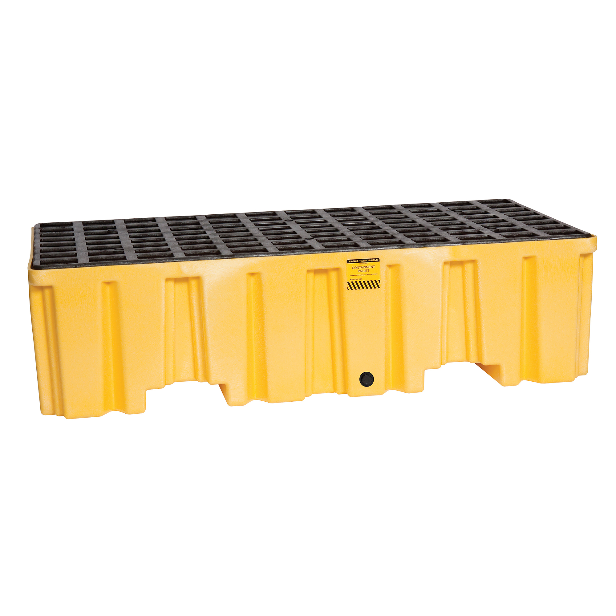 Eagle 2-Drum Plastic Pallet with Drain — Yellow, UV Protected, Model# 1620