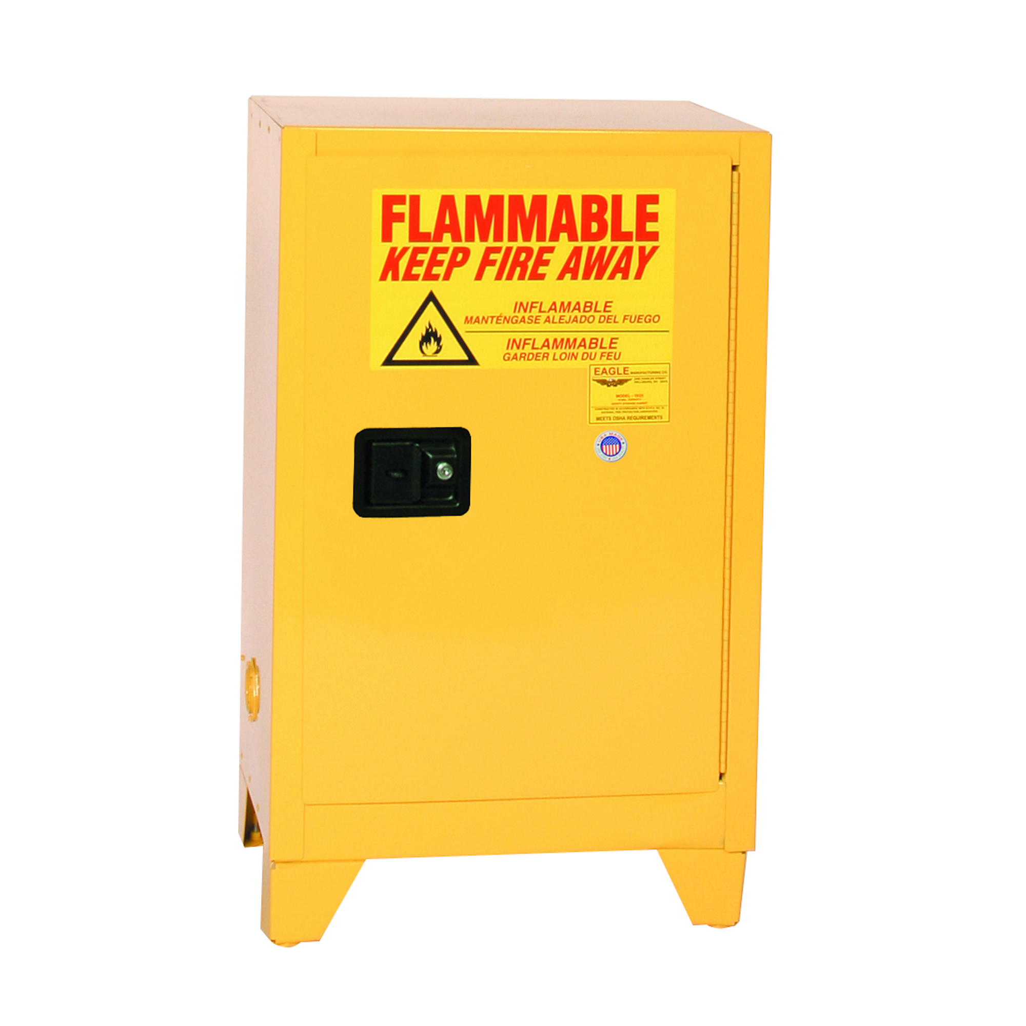 Eagle Space Saver Fire Cabinet — 12 Gallon, 1 Shelf, 1 Self-Closing Door, Yellow, Model# 1924XLEGS